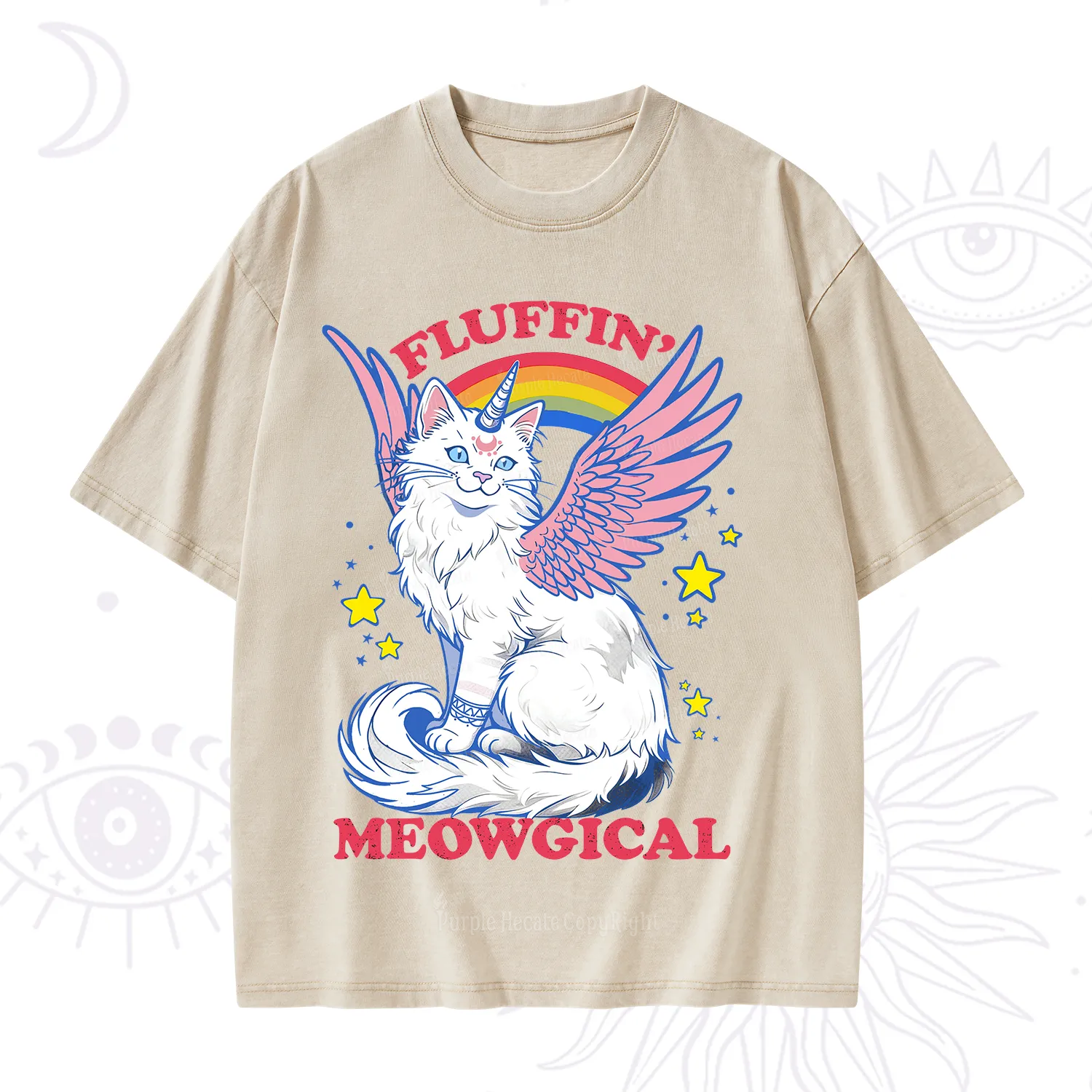 Purplehecate Fluffin Meowgical Washed T-Shirt