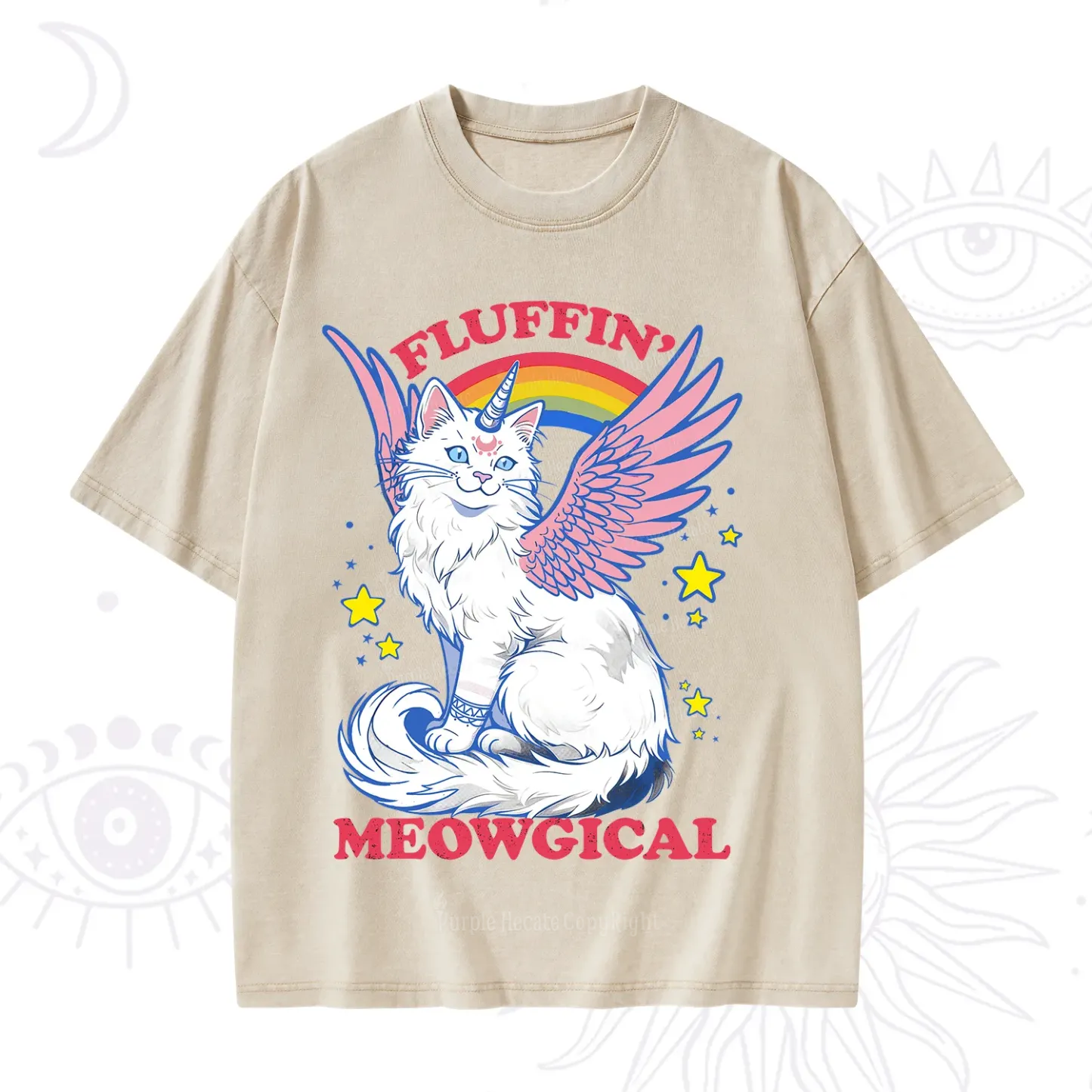 Purplehecate Fluffin Meowgical Washed T-Shirt