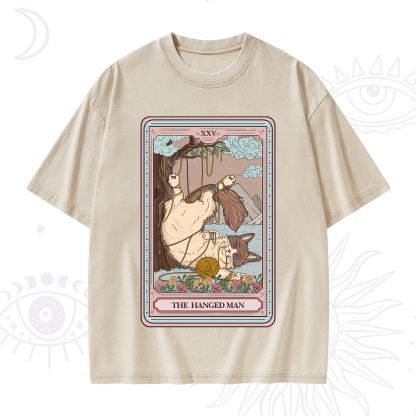 Purplehecate The Hanged Man Tarot Cat Washed T-Shirt