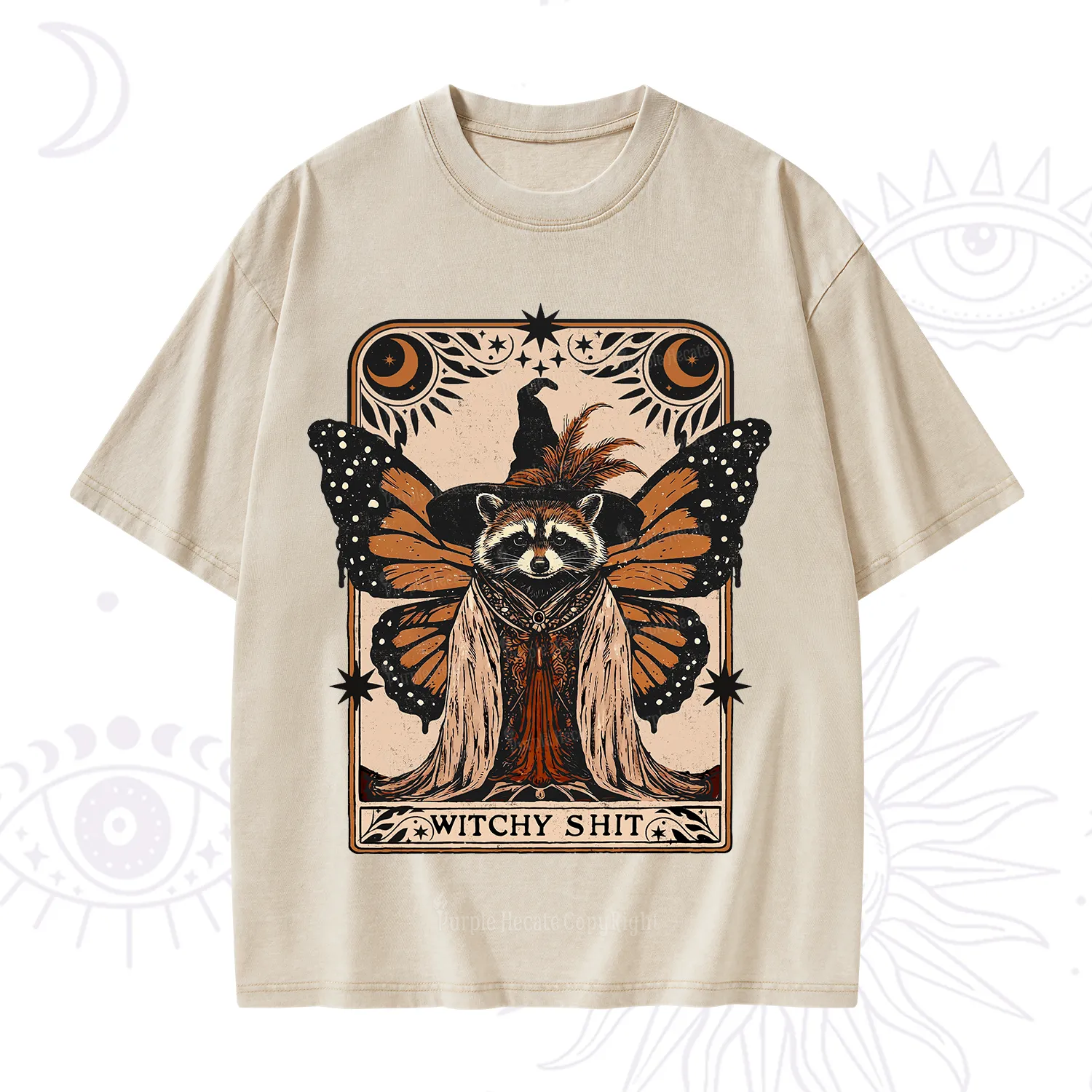 Purplehecate Witchy Shit Raccoon Washed T-Shirt