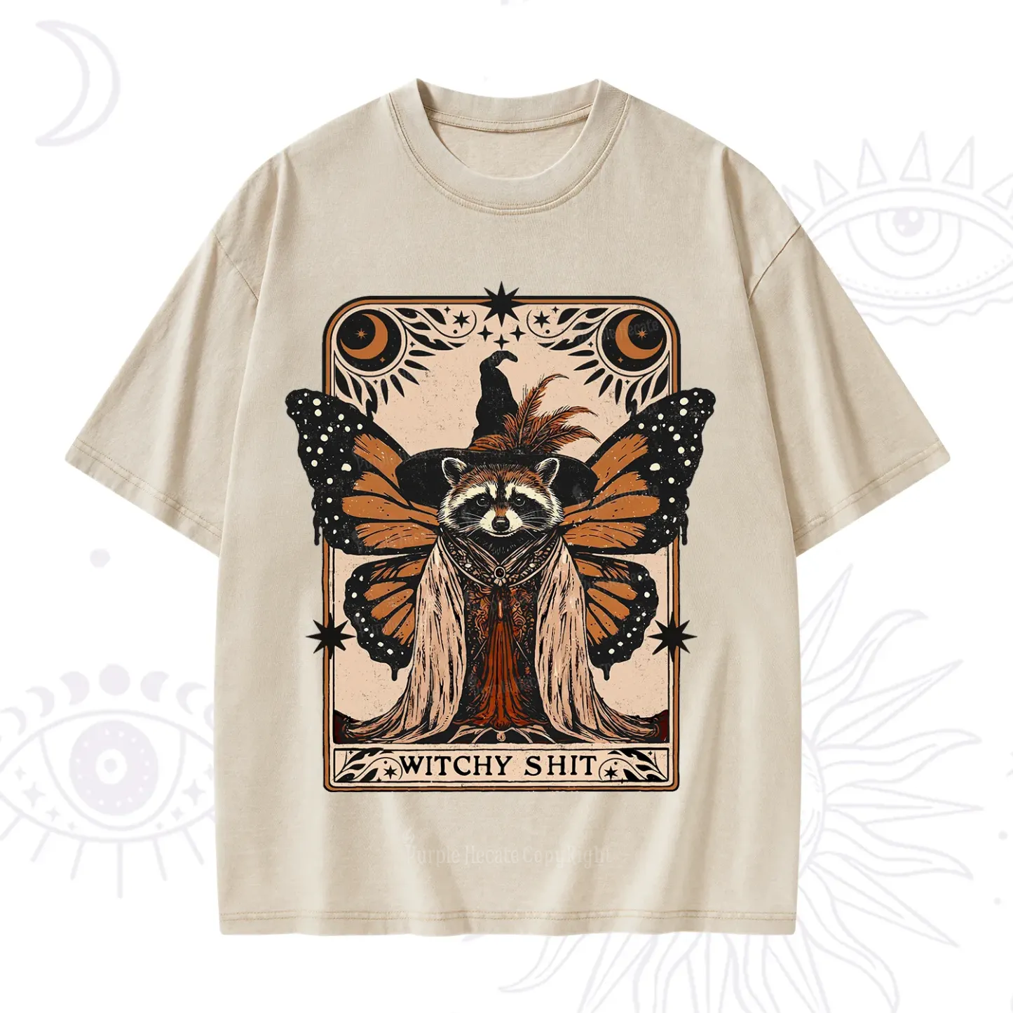 Purplehecate Witchy Shit Raccoon Washed T-Shirt