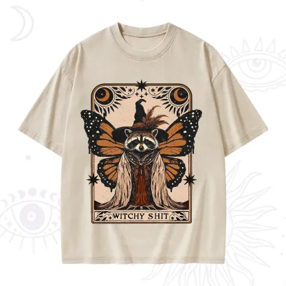 Purplehecate Witchy Shit Raccoon Washed T-Shirt