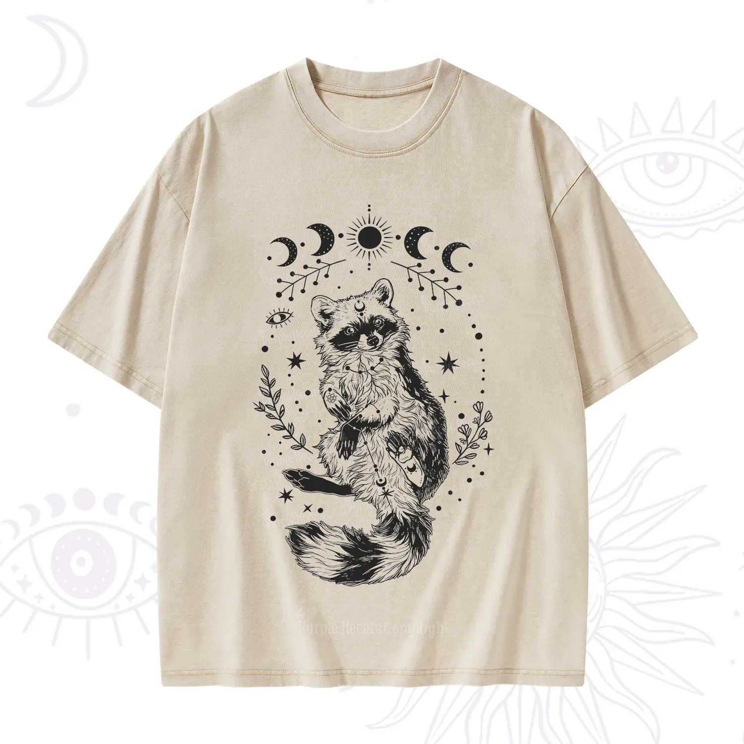 Purplehecate Lunar Magic Raccoon Washed T-Shirt