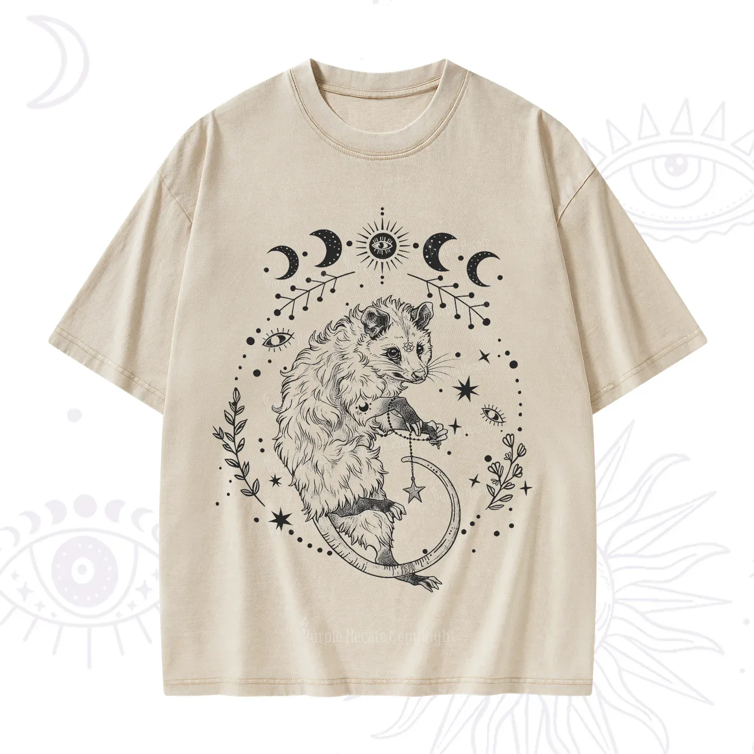 Purplehecate Lunar Magic Opossum Washed T-Shirt