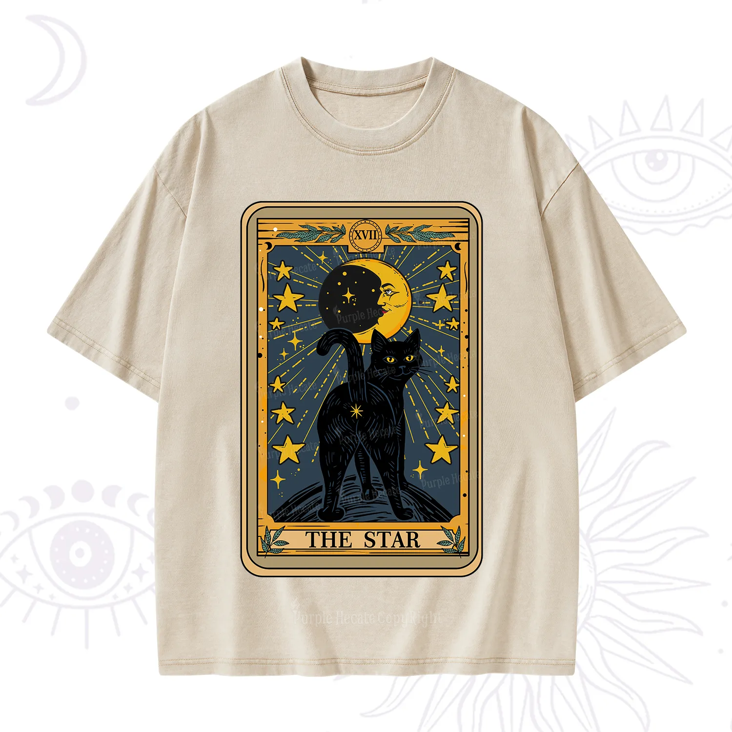 Purplehecate The Star Tarot Cat Washed T-Shirt