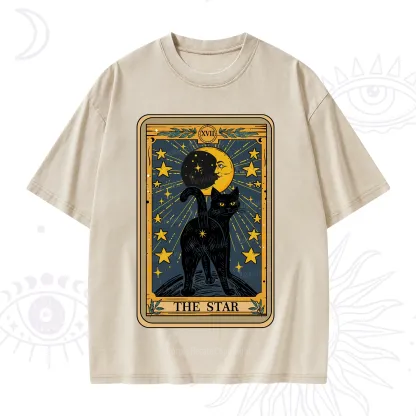 Purplehecate The Star Tarot Cat Washed T-Shirt