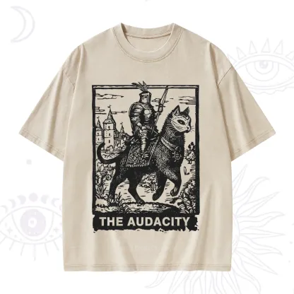 Purplehecate The Audacity Knight Cat Washed T-Shirt