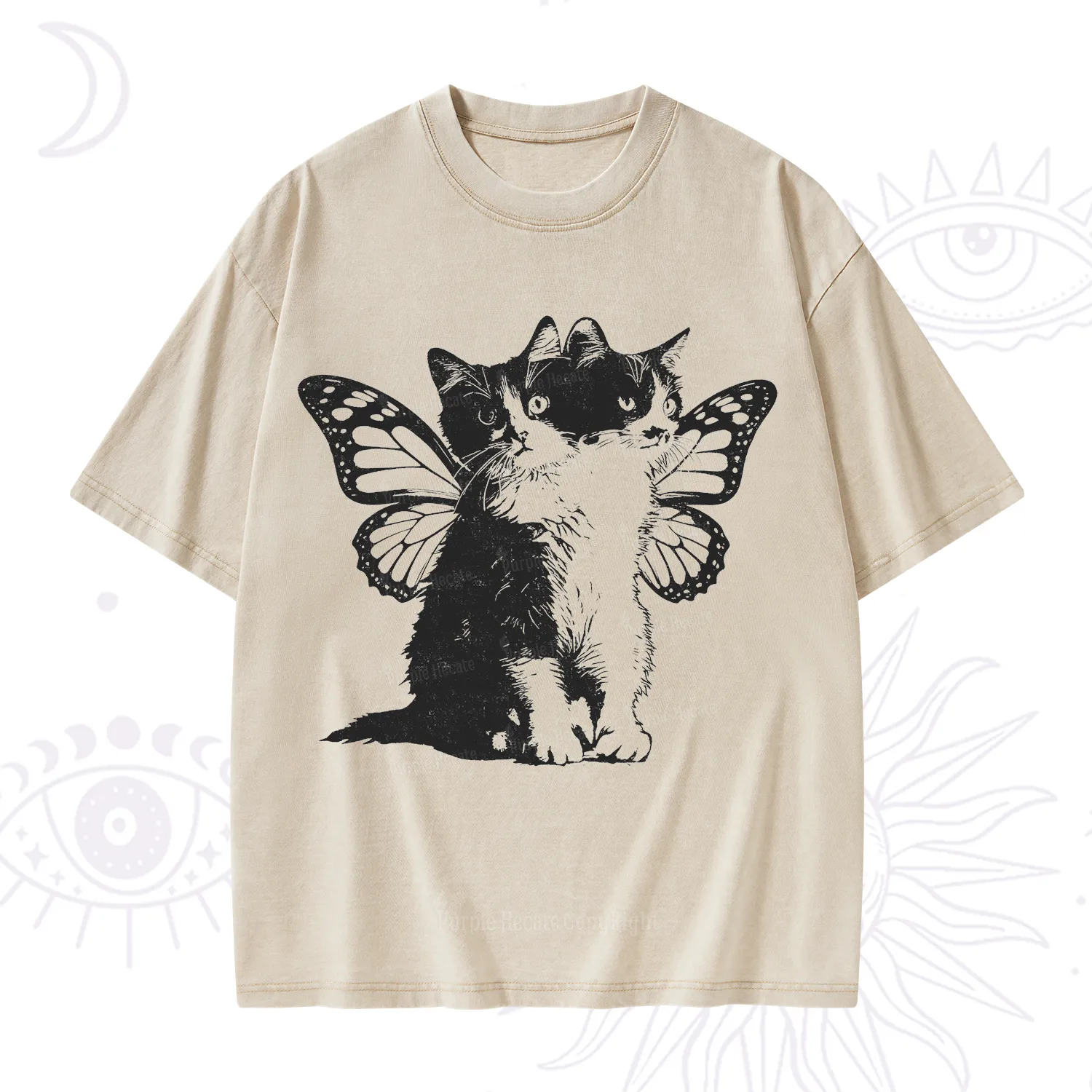 Purplehecate Mystery Butterfly Cat Washed T-Shirt
