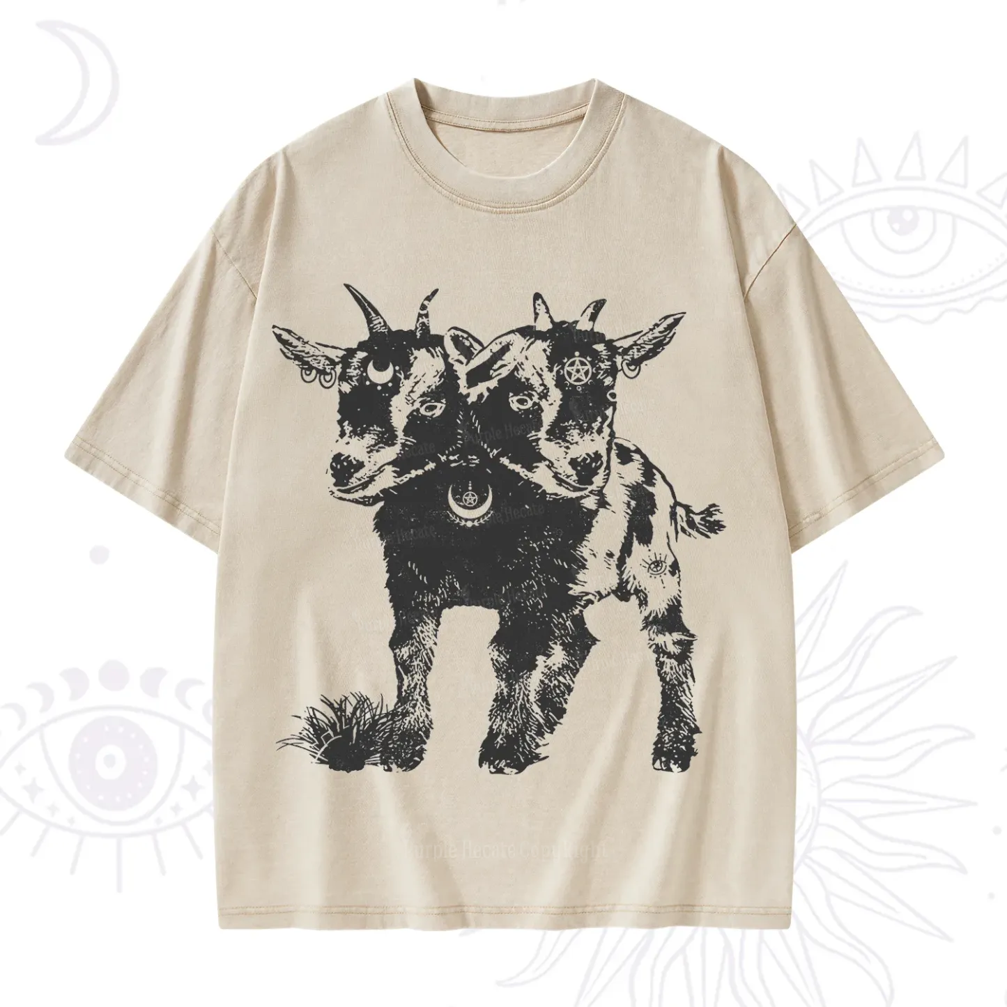 Purplehecate Two Headed Goat Washed T-Shirt