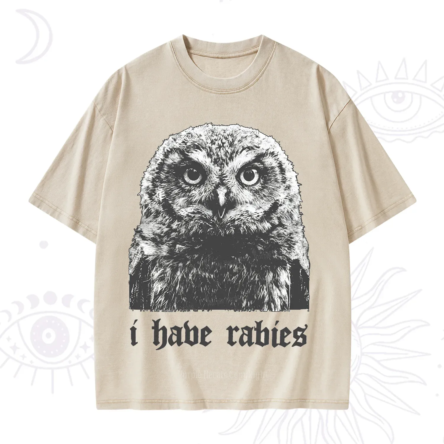 Purplehecate I Have Rabies Owl Washed T-Shirt