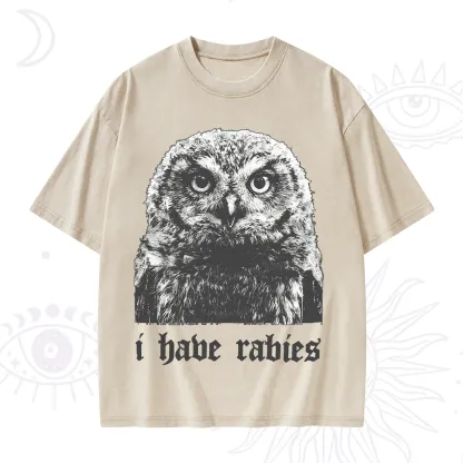 Purplehecate I Have Rabies Owl Washed T-Shirt