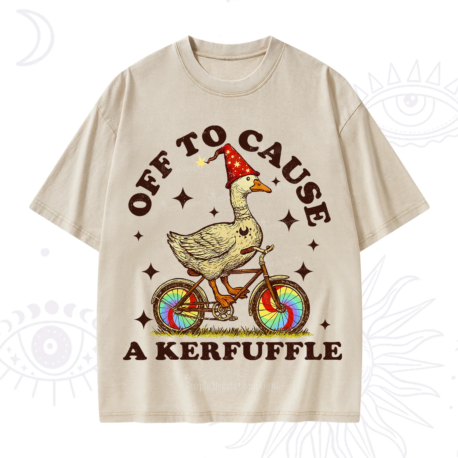 Purplehecate Off to Cause a Kerfuffle Goose Washed T-Shirt
