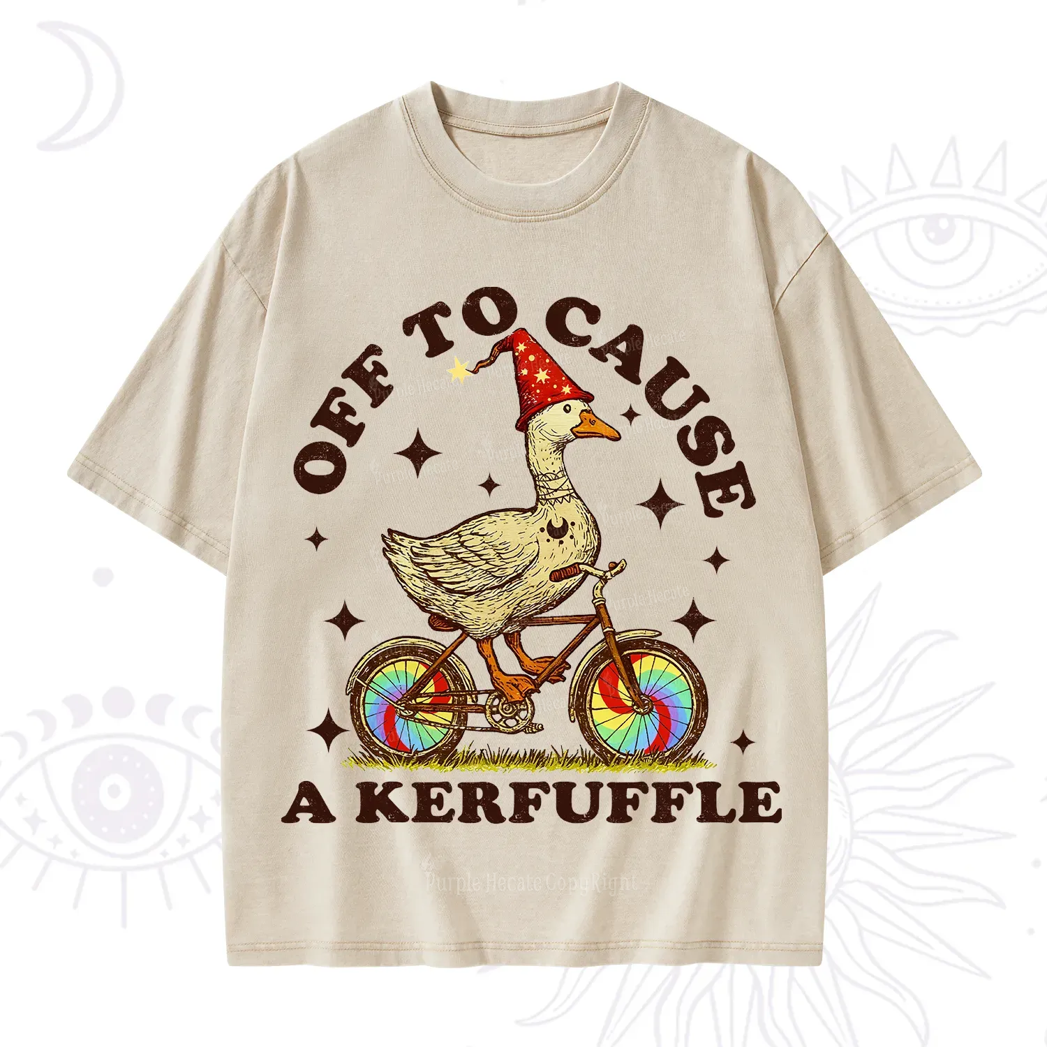Purplehecate Off to Cause a Kerfuffle Goose Washed T-Shirt