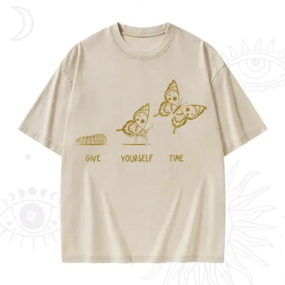 Purplehecate Give Yourself Time Butterfly Washed T-Shirt