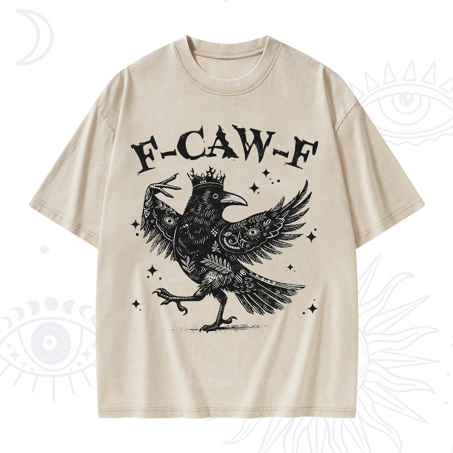 Purplehecate F-caw-f Funny Crow Washed T-Shirt