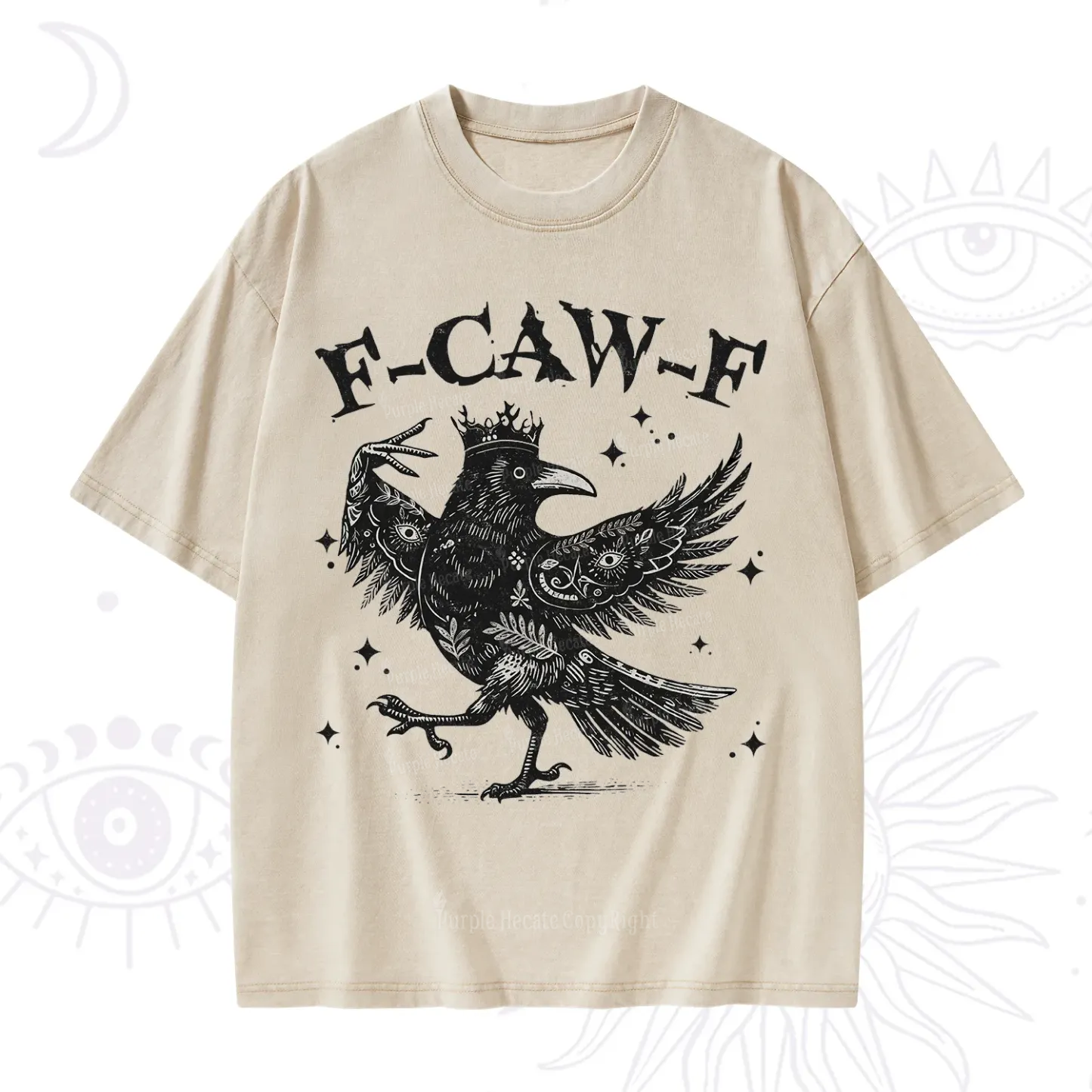 Purplehecate F-caw-f Funny Crow Washed T-Shirt