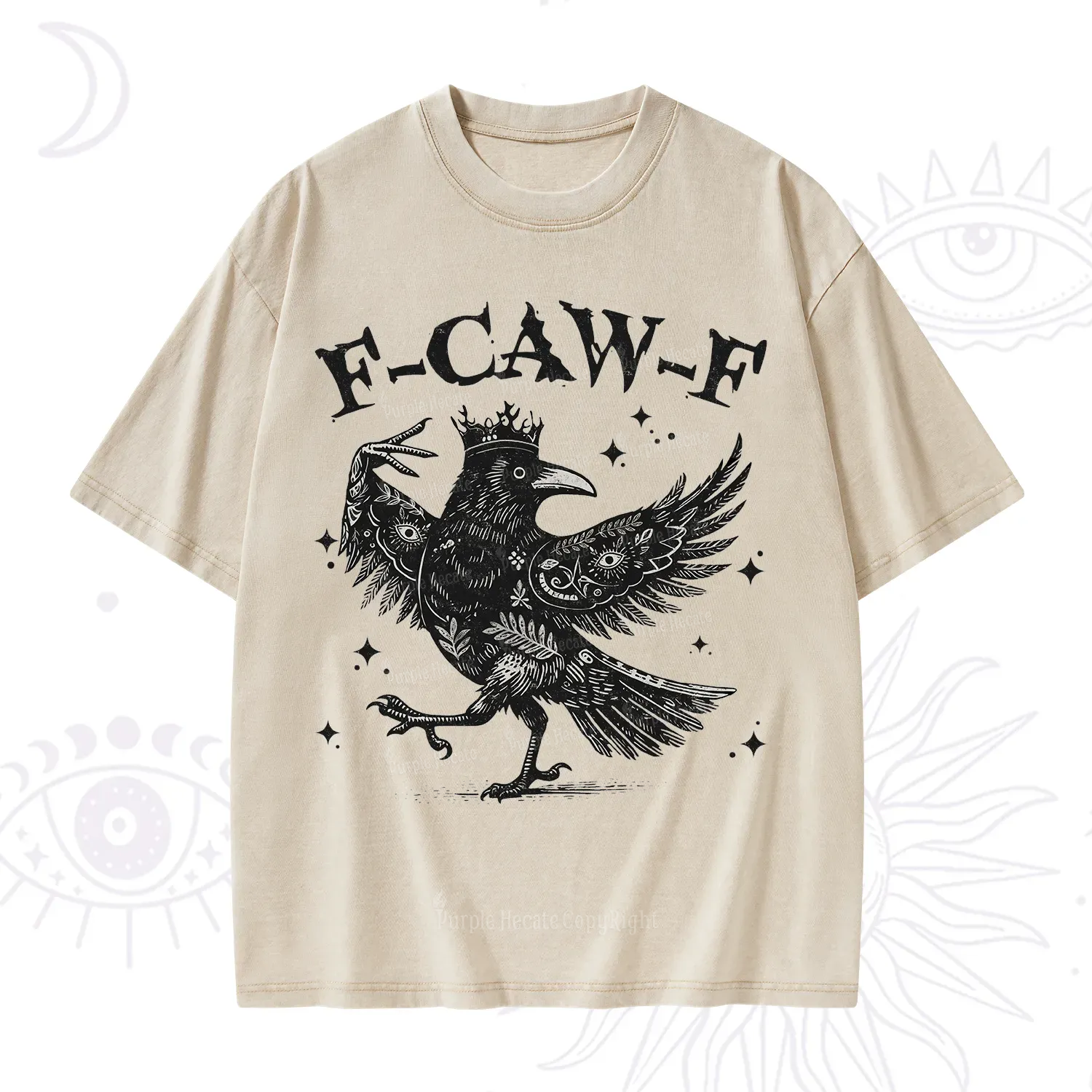 Purplehecate F-caw-f Funny Crow Washed T-Shirt
