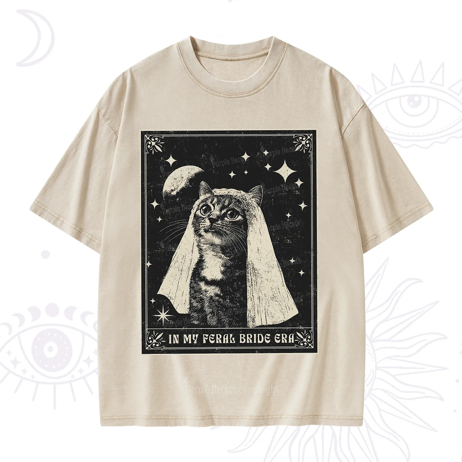 Purplehecate Cat In My Feral Bride Era Bachelorette Washed T-Shirt