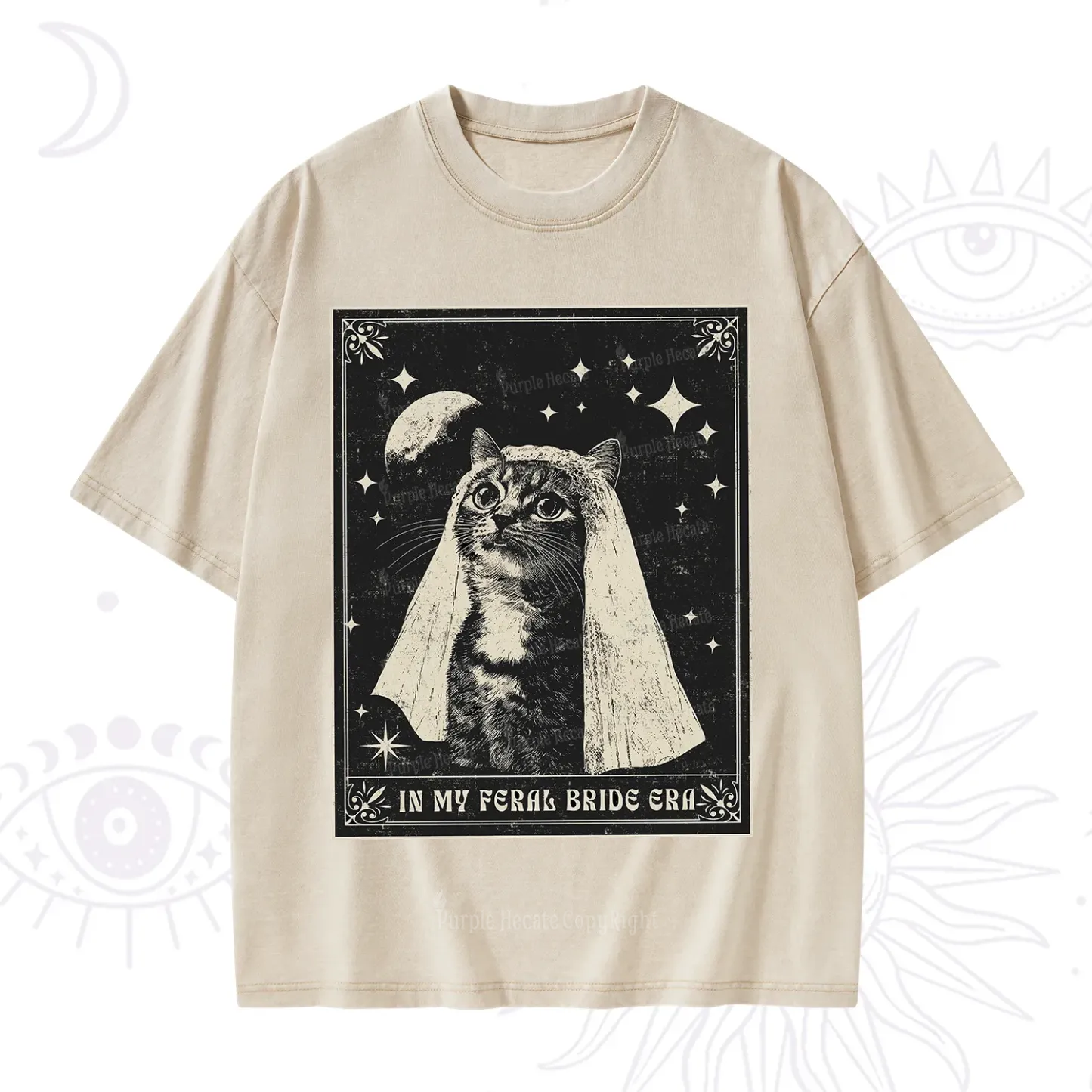 Purplehecate Cat In My Feral Bride Era Bachelorette Washed T-Shirt