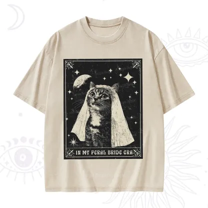 Purplehecate Cat In My Feral Bride Era Bachelorette Washed T-Shirt