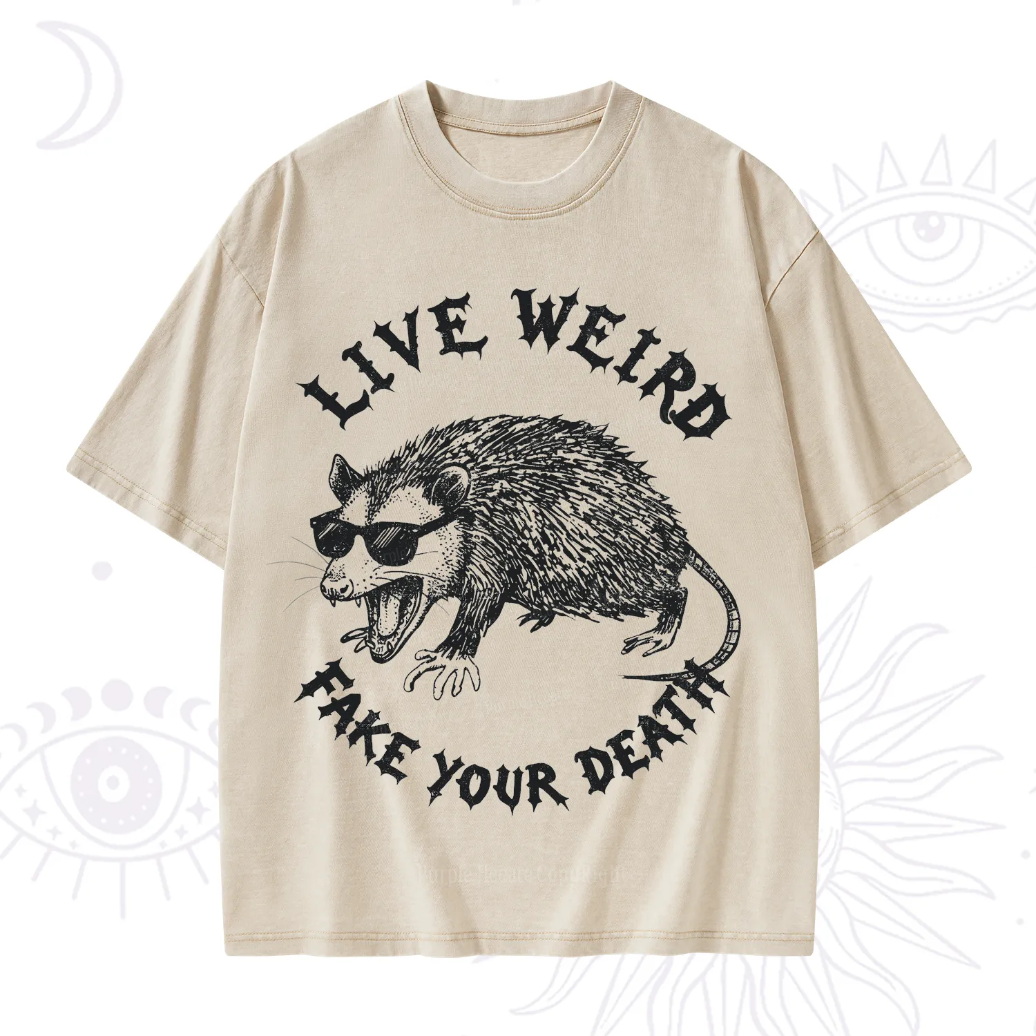 Purplehecate Live Weird Fake Your Death Silly Opossum Washed T-Shirt