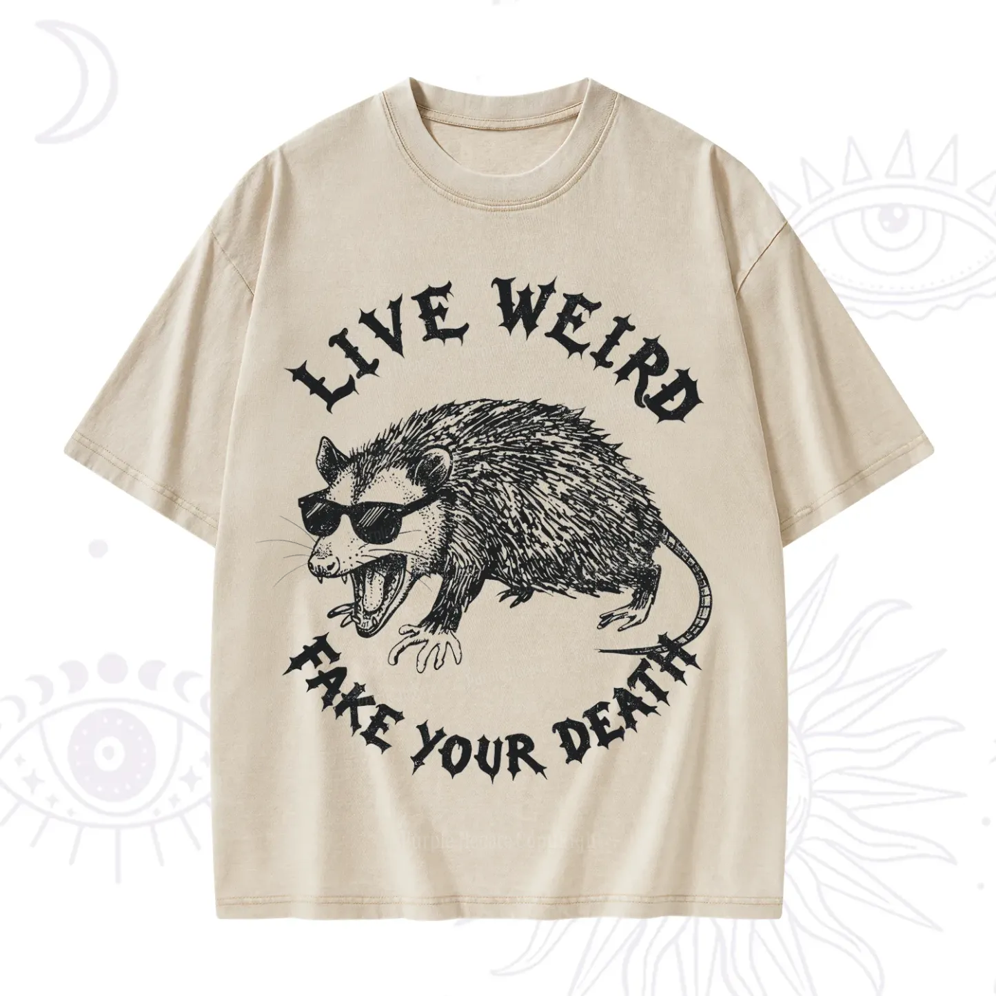 Purplehecate Live Weird Fake Your Death Silly Opossum Washed T-Shirt