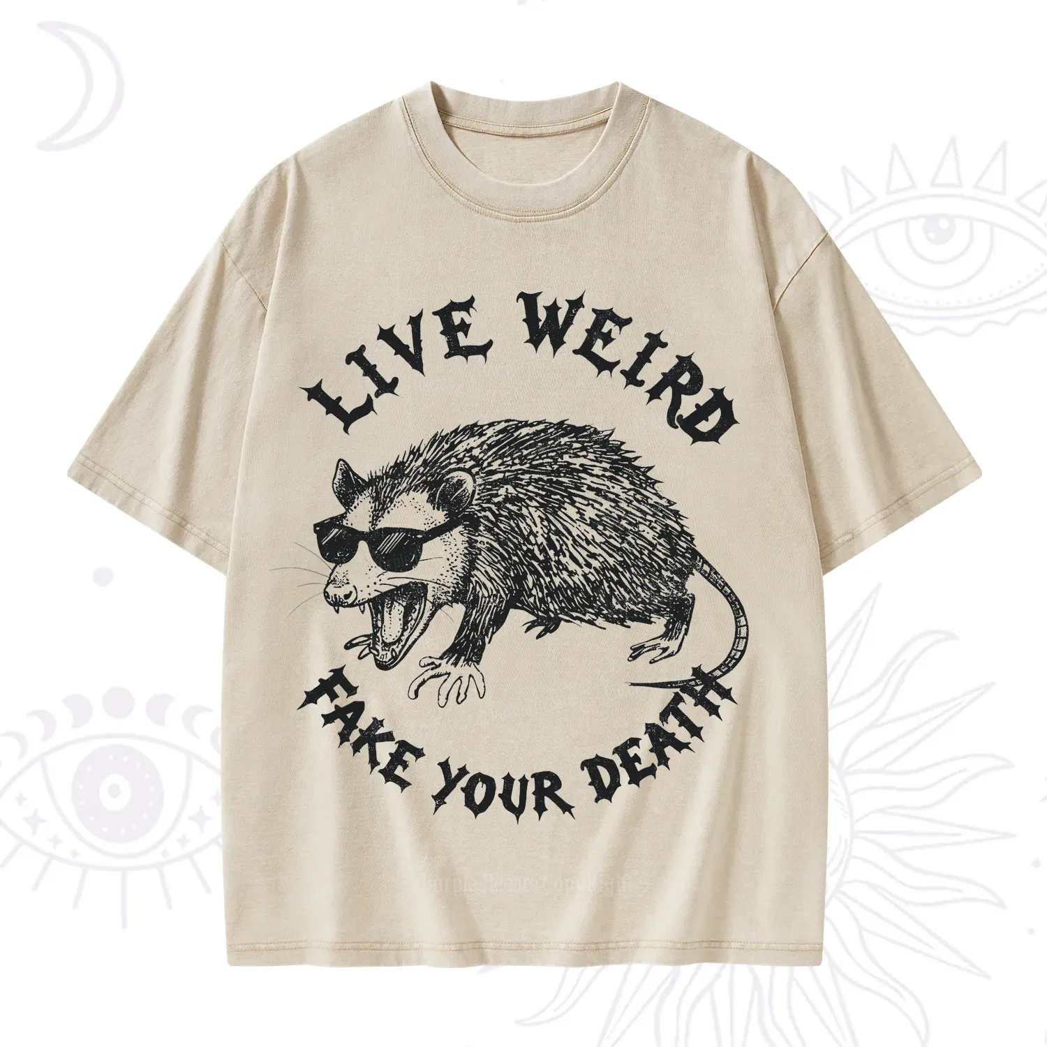 Purplehecate Live Weird Fake Your Death Silly Opossum Washed T-Shirt