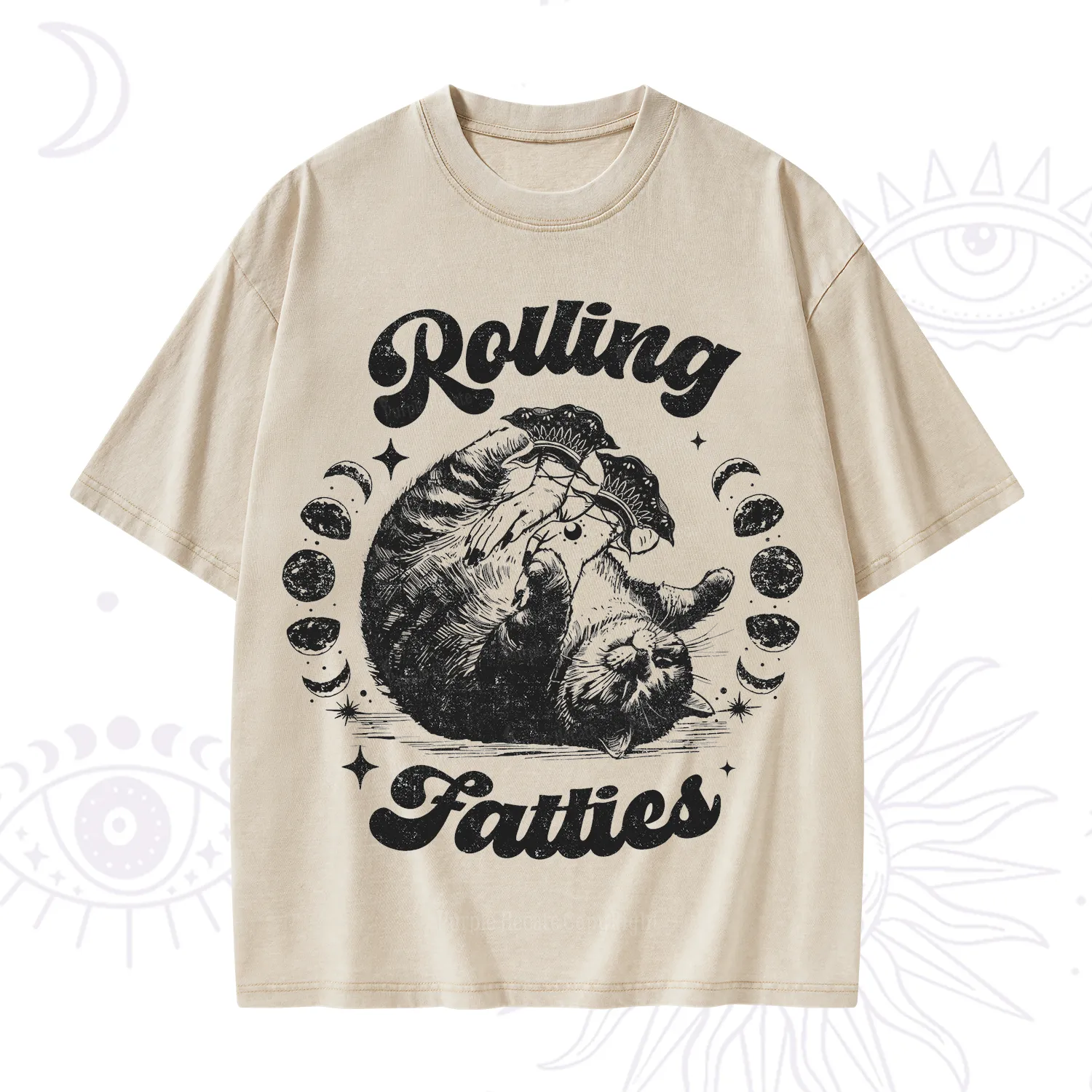 Purplehecate Funny Rolling Fatties Washed T-Shirt