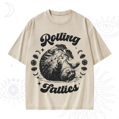 Purplehecate Funny Rolling Fatties Washed T-Shirt