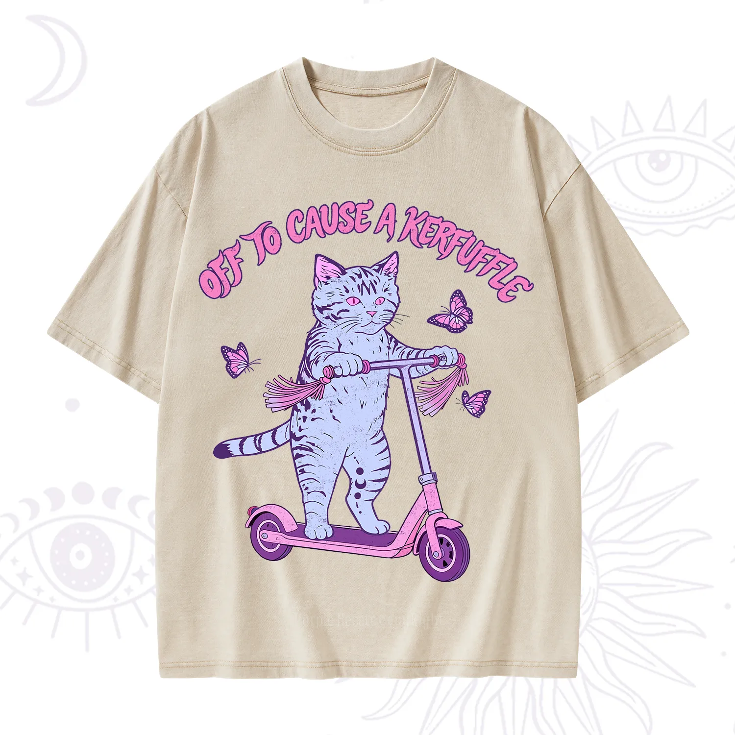 Purplehecate Off To Cause A Kerfuffle Cat Washed T-Shirt