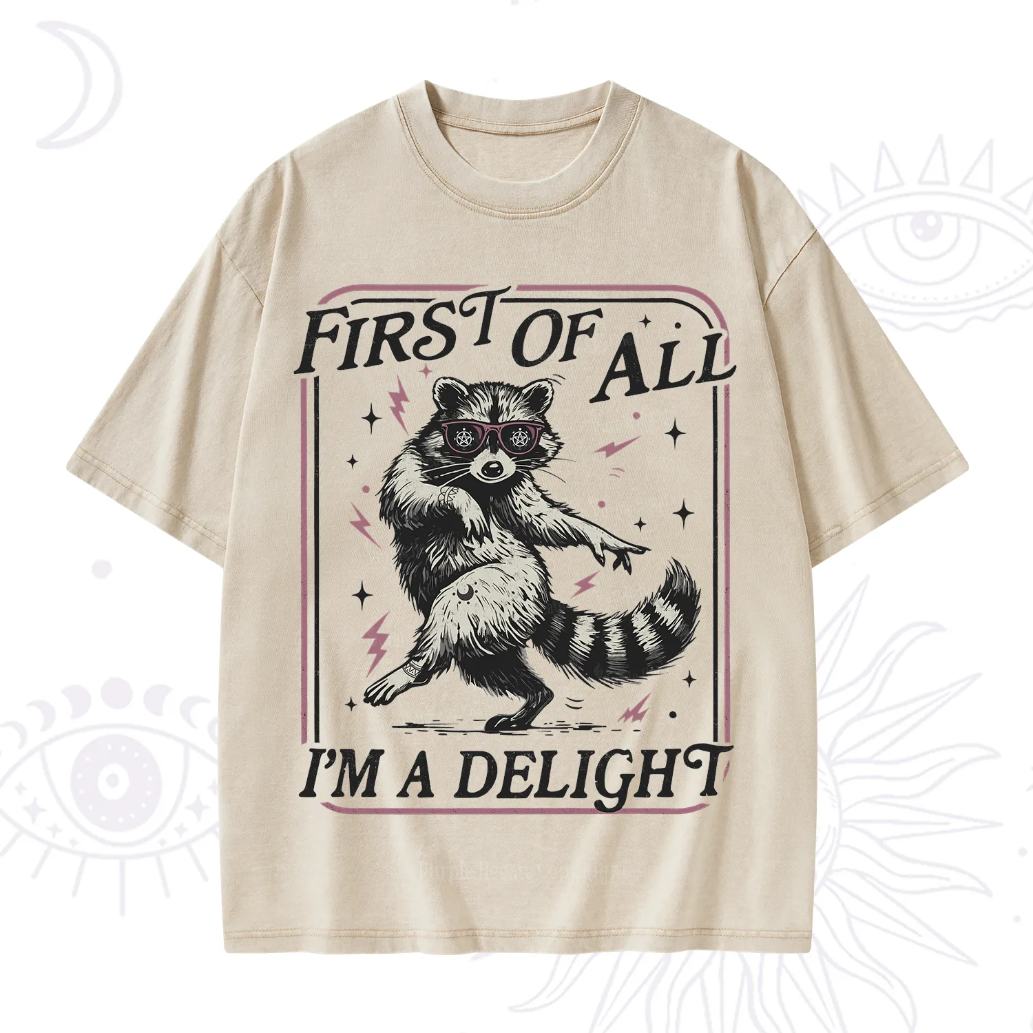 Purplehecate First Of All I'm A Delight Racoon Washed T-Shirt