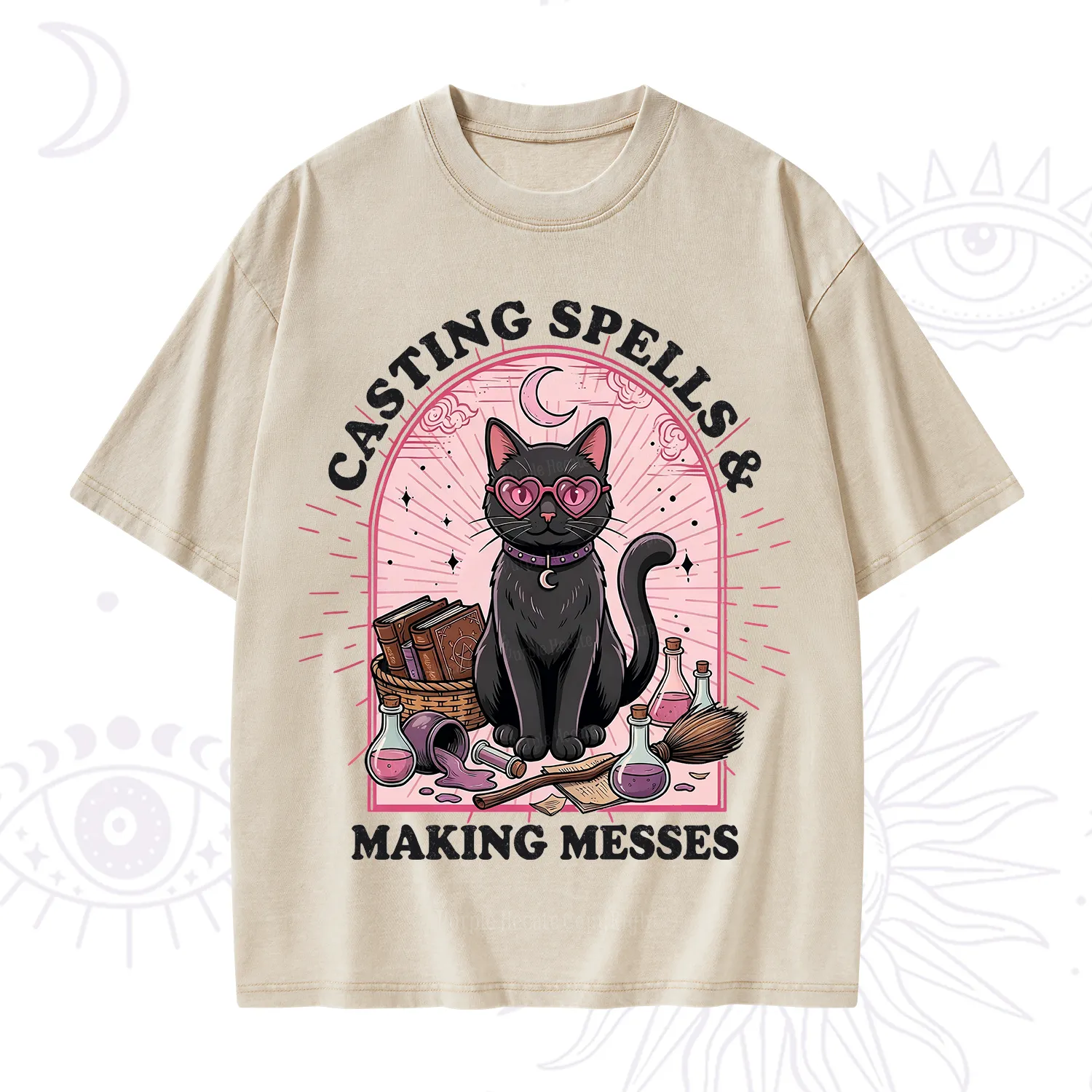 Purplehecate Casting Spells Making Messes Cat Washed T-Shirt
