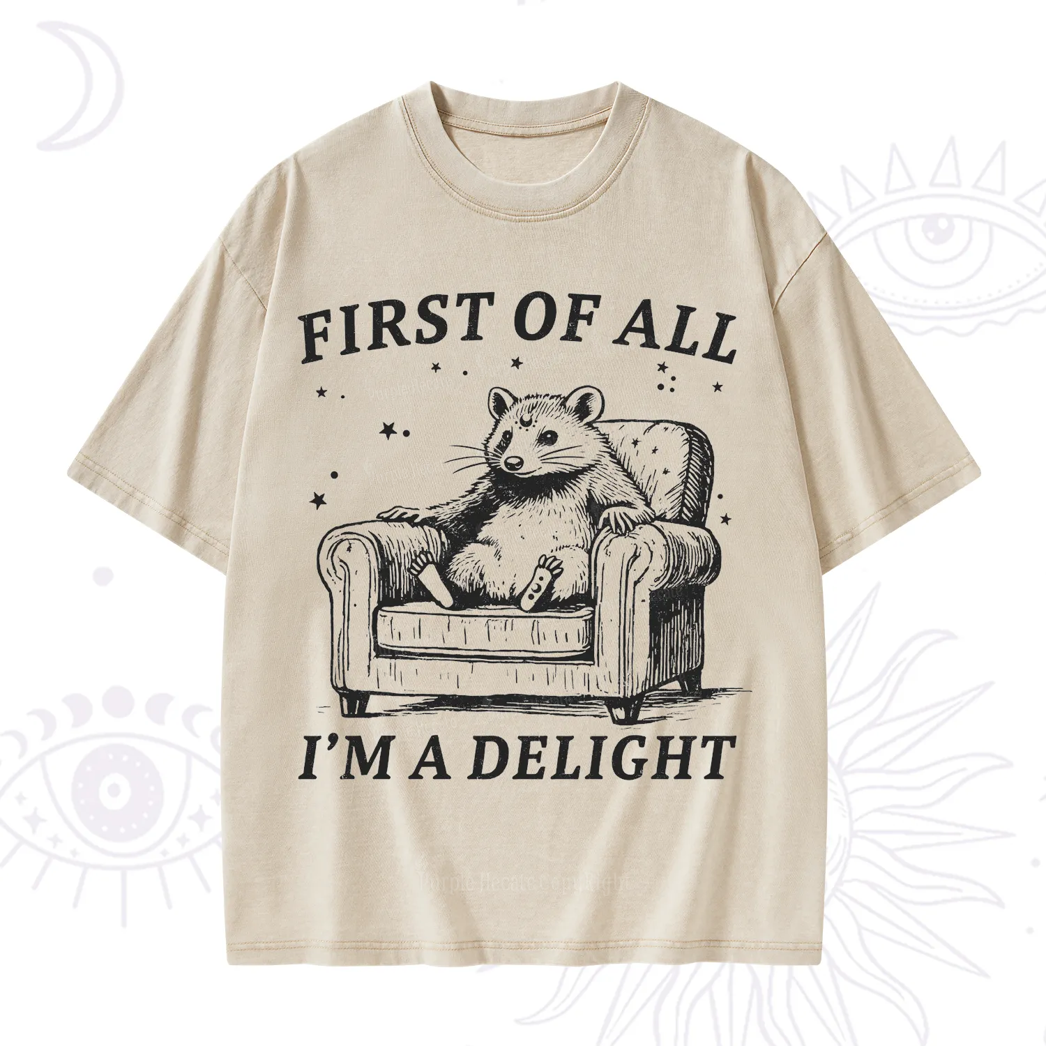 Purplehecate First Of All I'm A Delight Opossum Washed T-Shirt