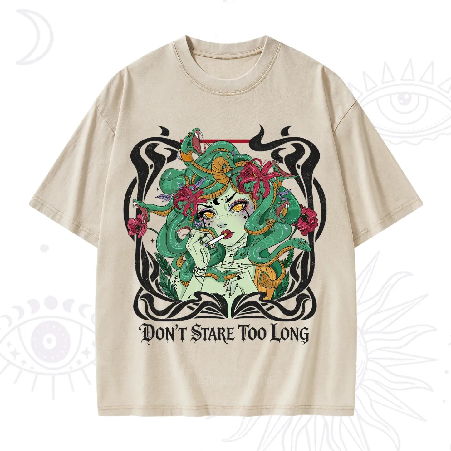 Purplehecate Don't Stare Too Long Washed T-Shirt