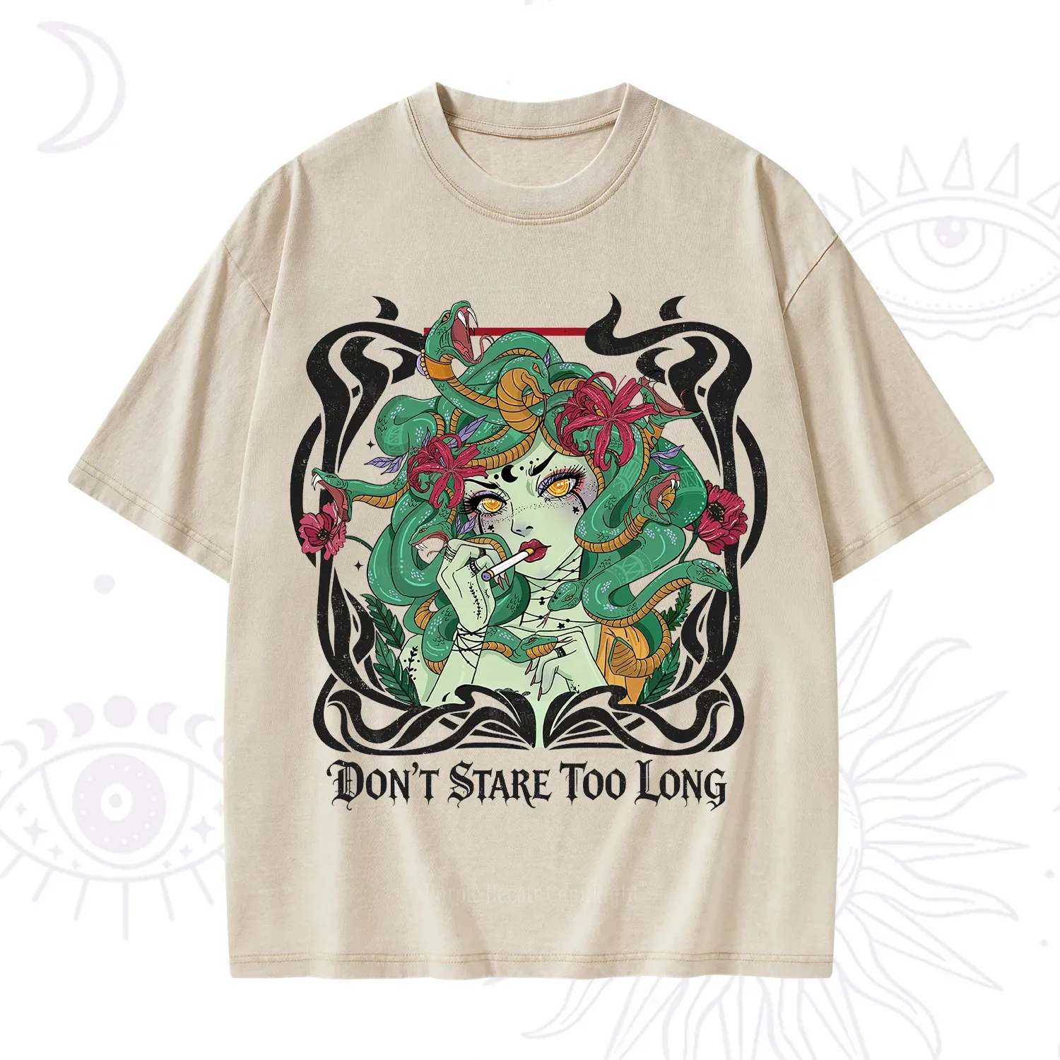 Purplehecate Don't Stare Too Long Washed T-Shirt