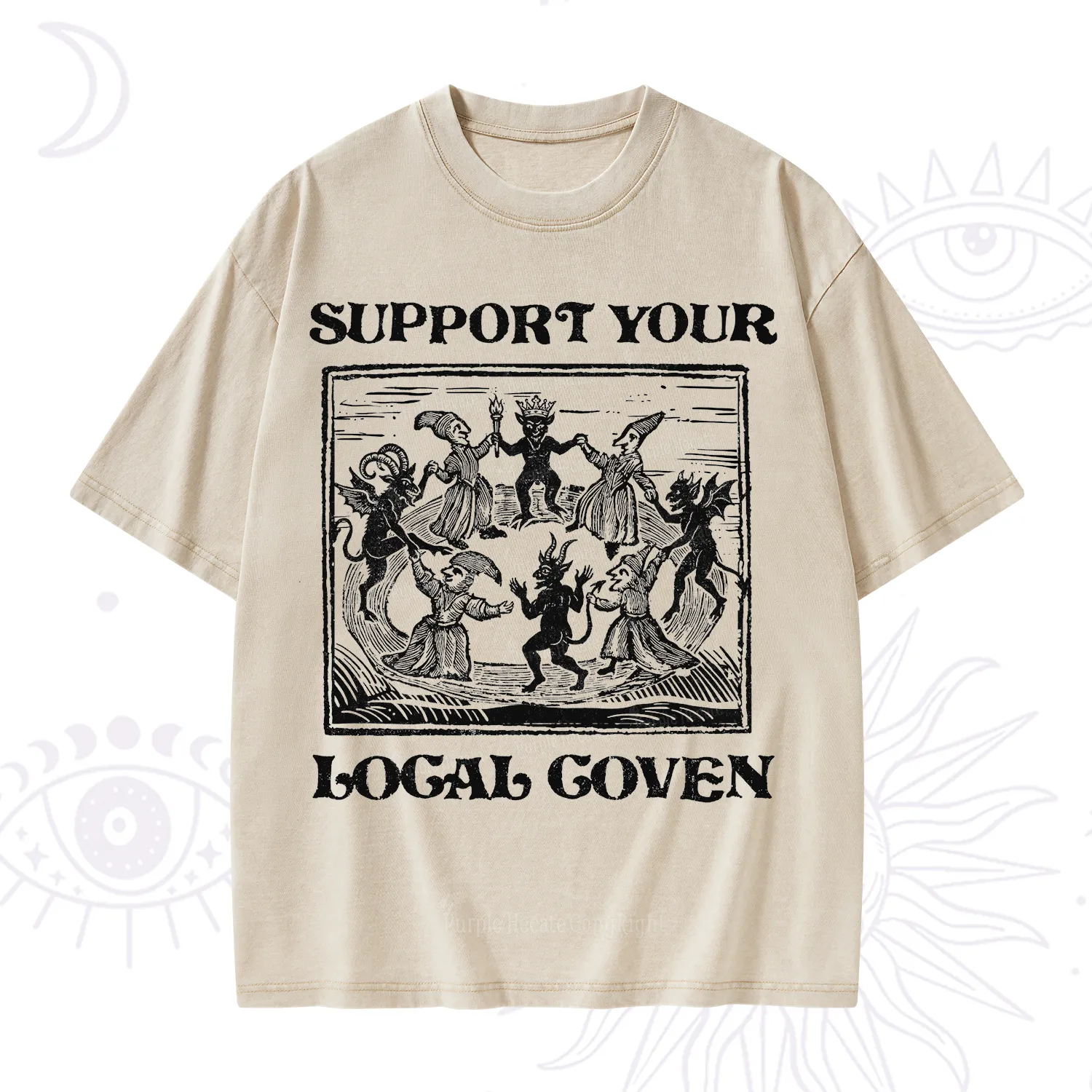 Purplehecate Support Your Local Coven Washed T-Shirt