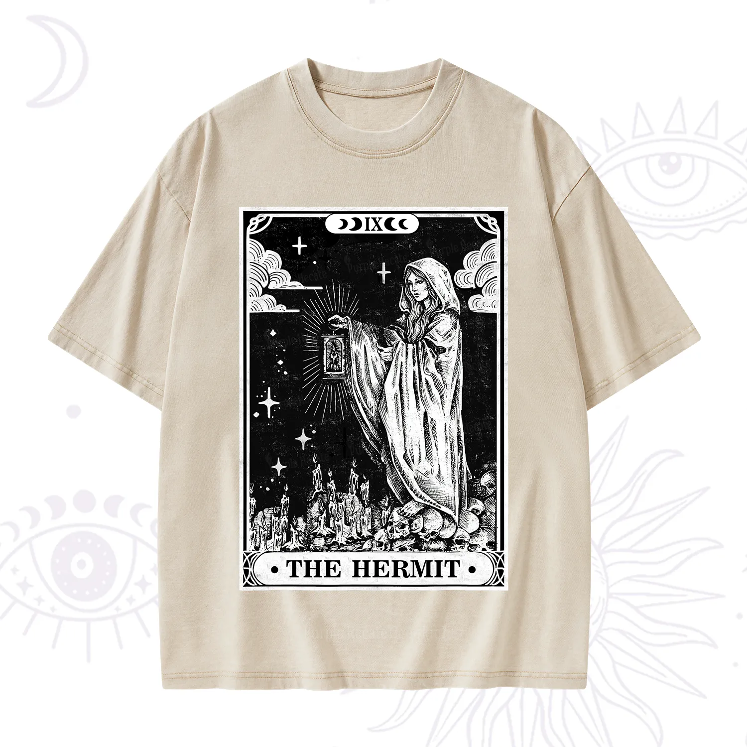 Purplehecate The Hermit Goddess Tarot Card Washed T-Shirt