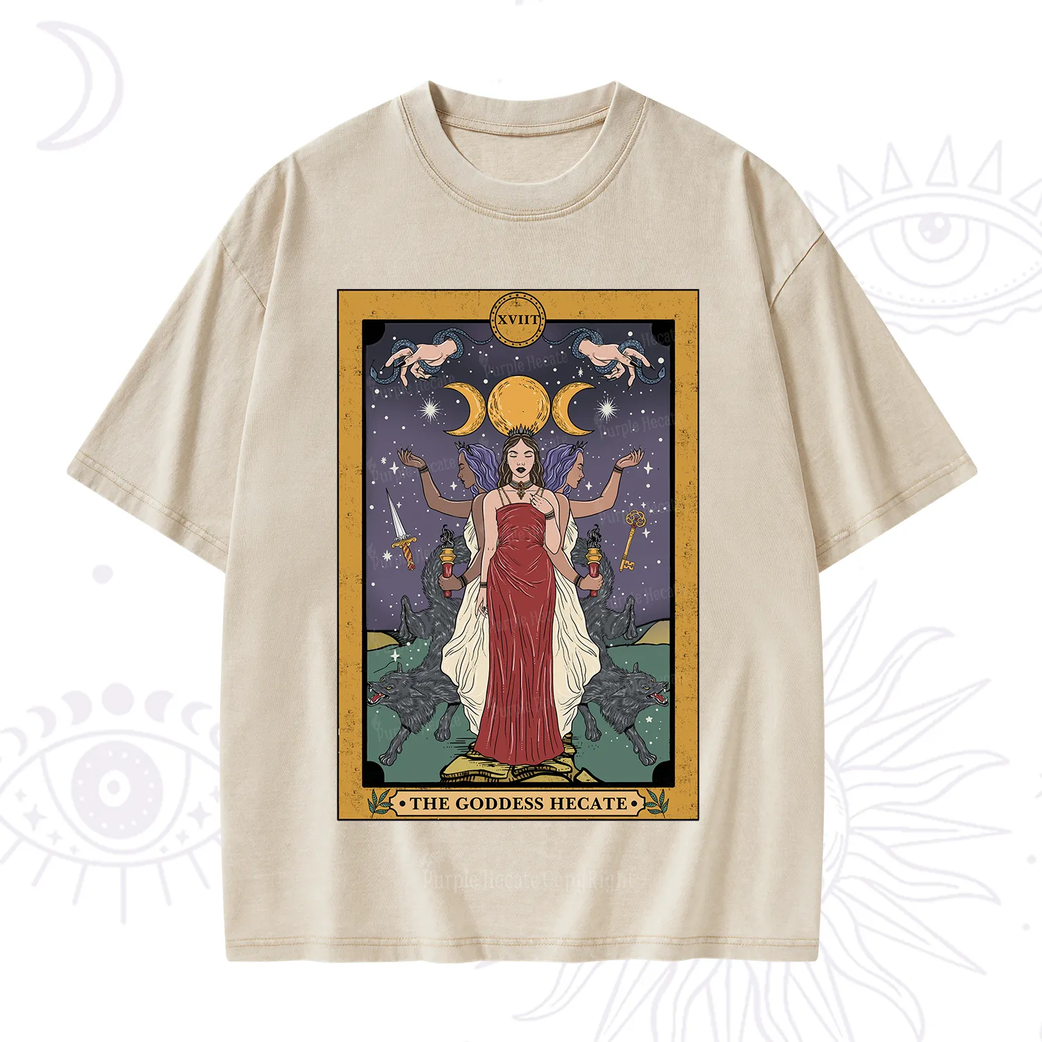 Purplehecate The Goddess Hecate Tarot Washed T-Shirt