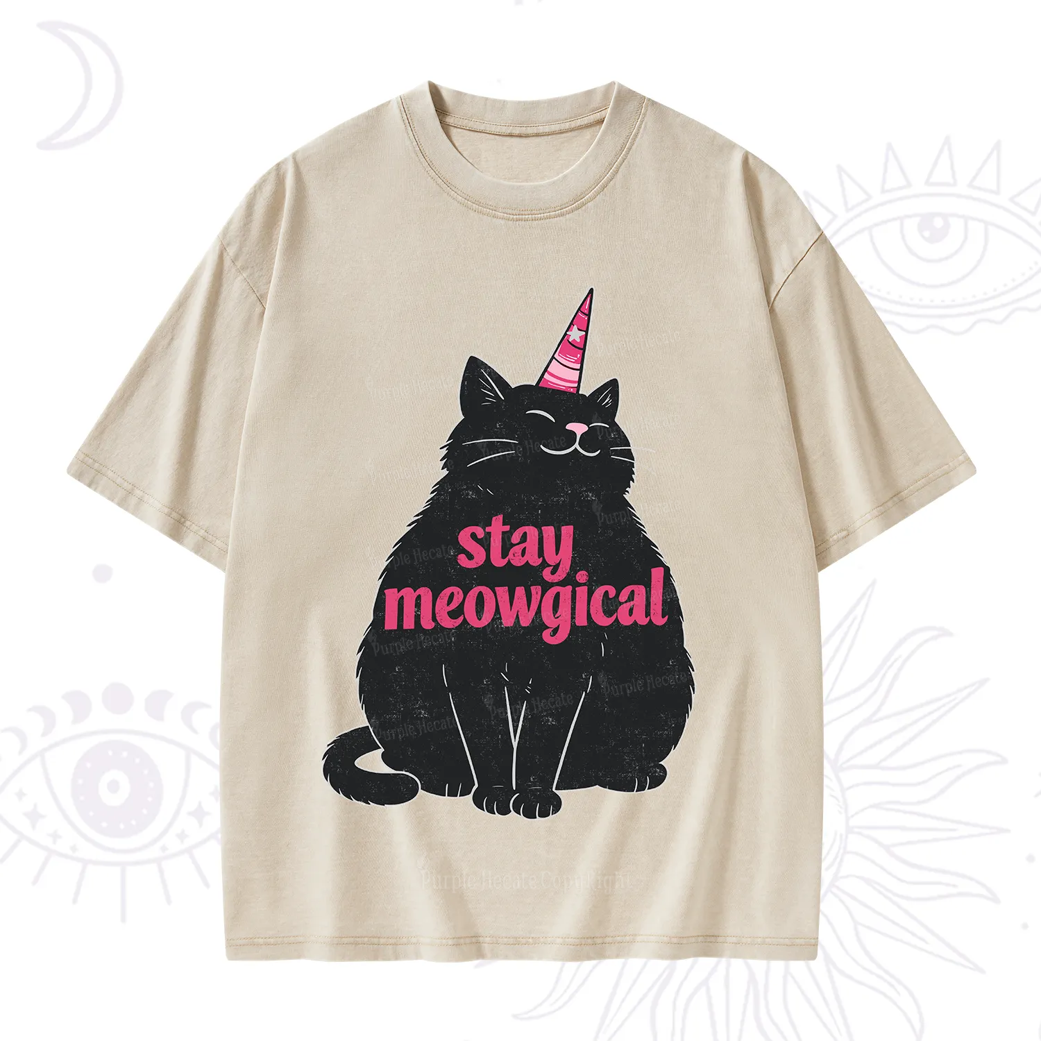Purplehecate Stay Meowgical Washed T-Shirt