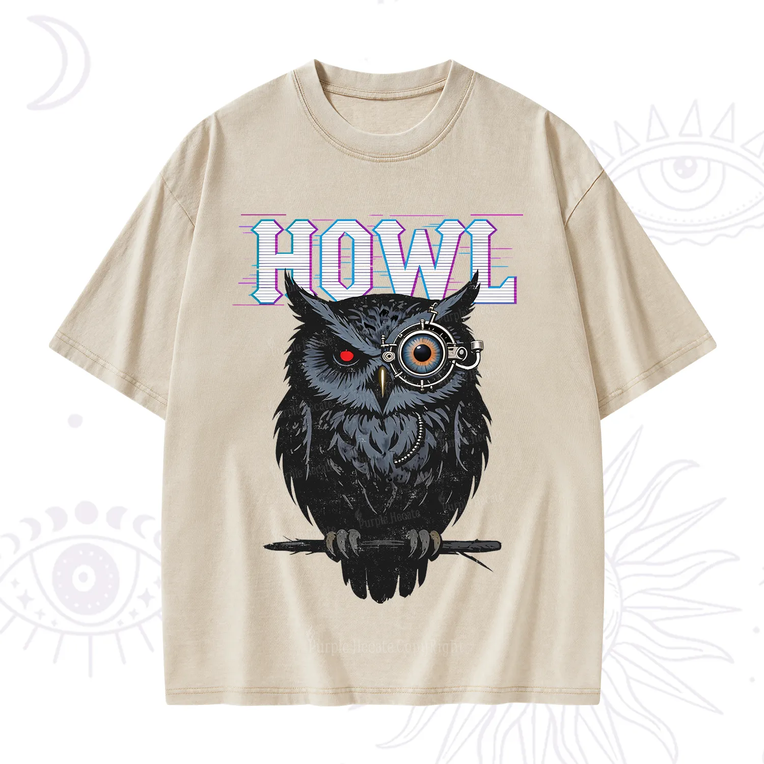 Purplehecate Howl Owl Washed T-Shirt