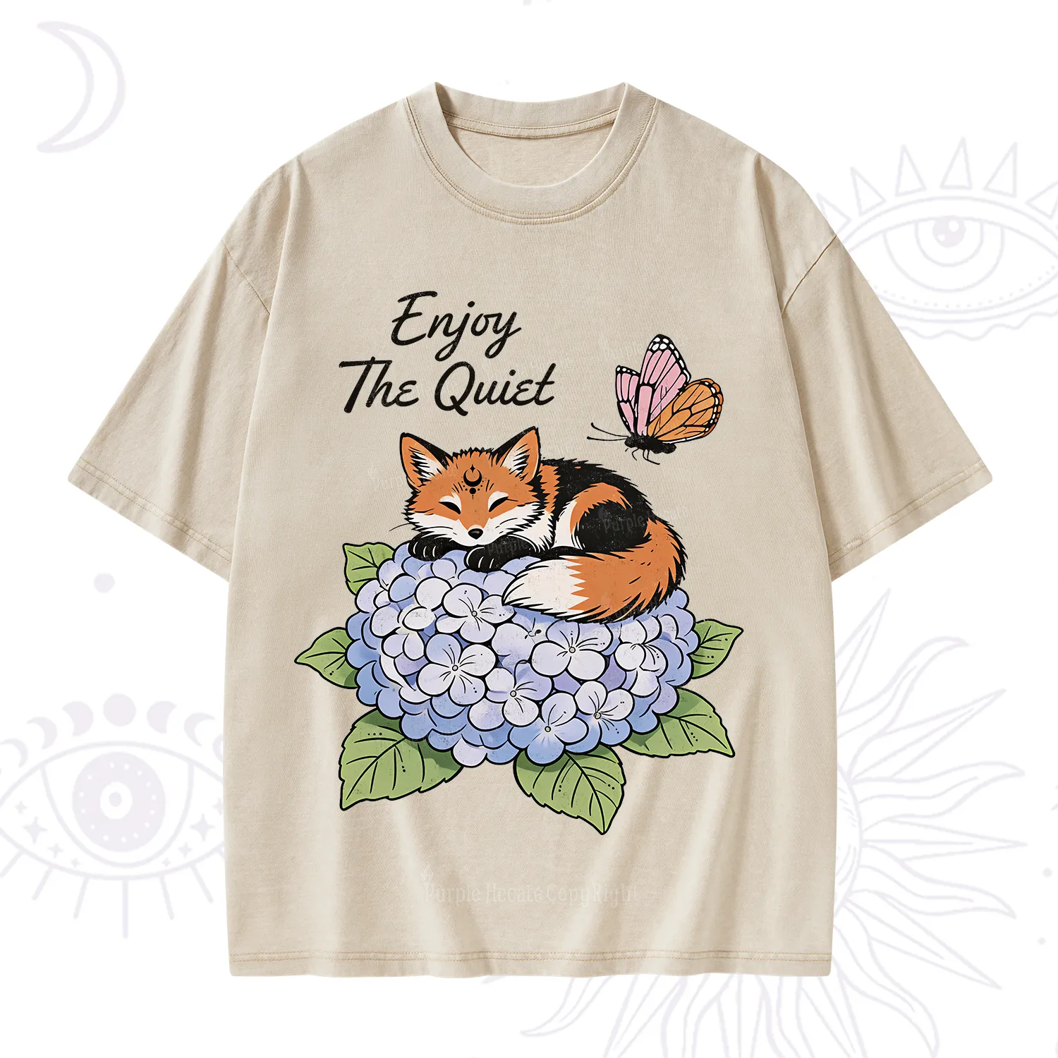 Purplehecate Enjoy The Quiet Fox Washed T-Shirt