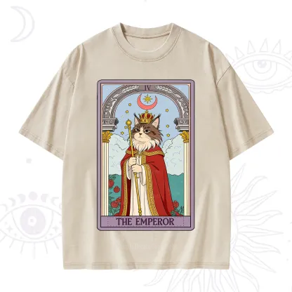 Purplehecate The Emperor Cat Tarot Washed T-Shirt