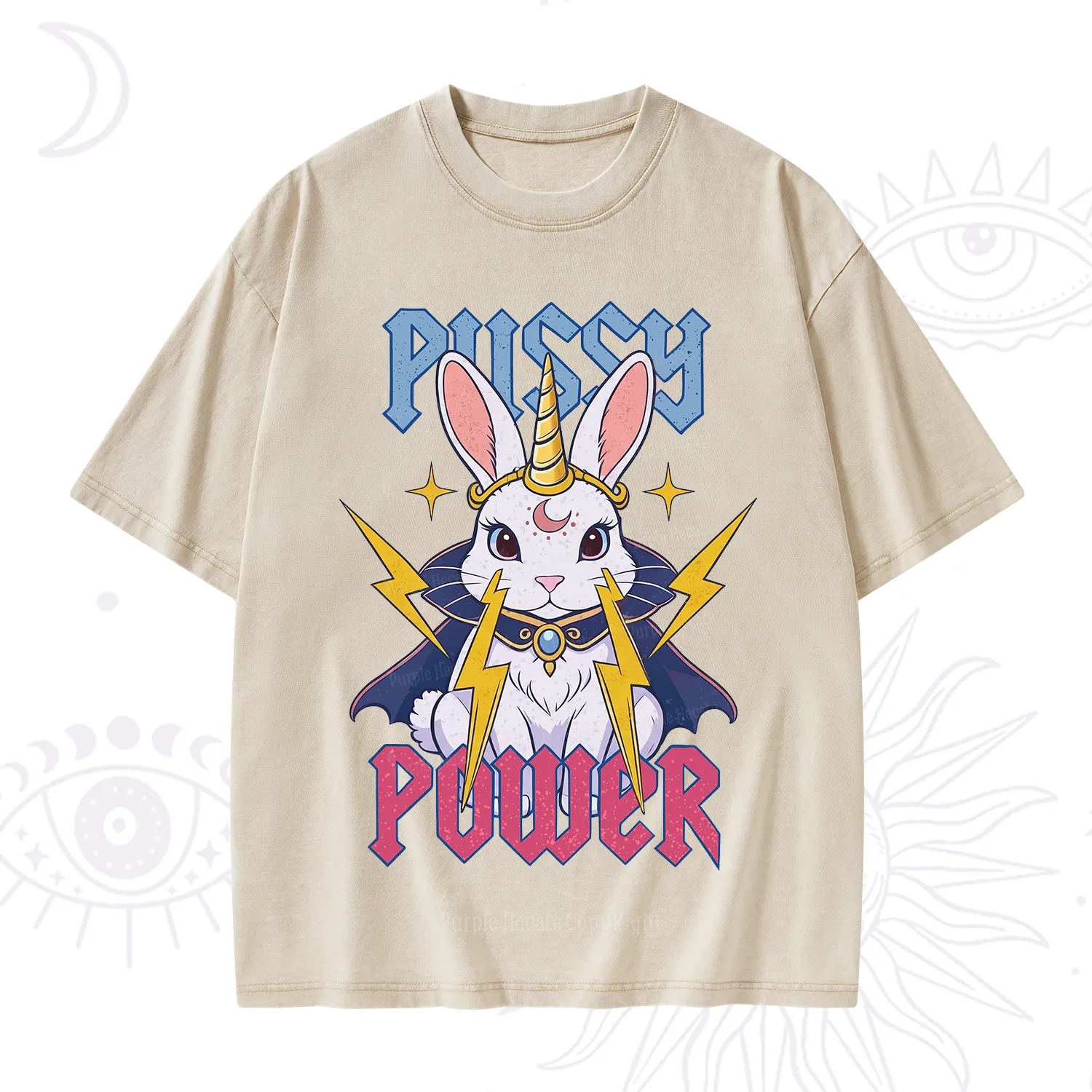 Purplehecate Pussy Power Magic Bunny Washed T-Shirt