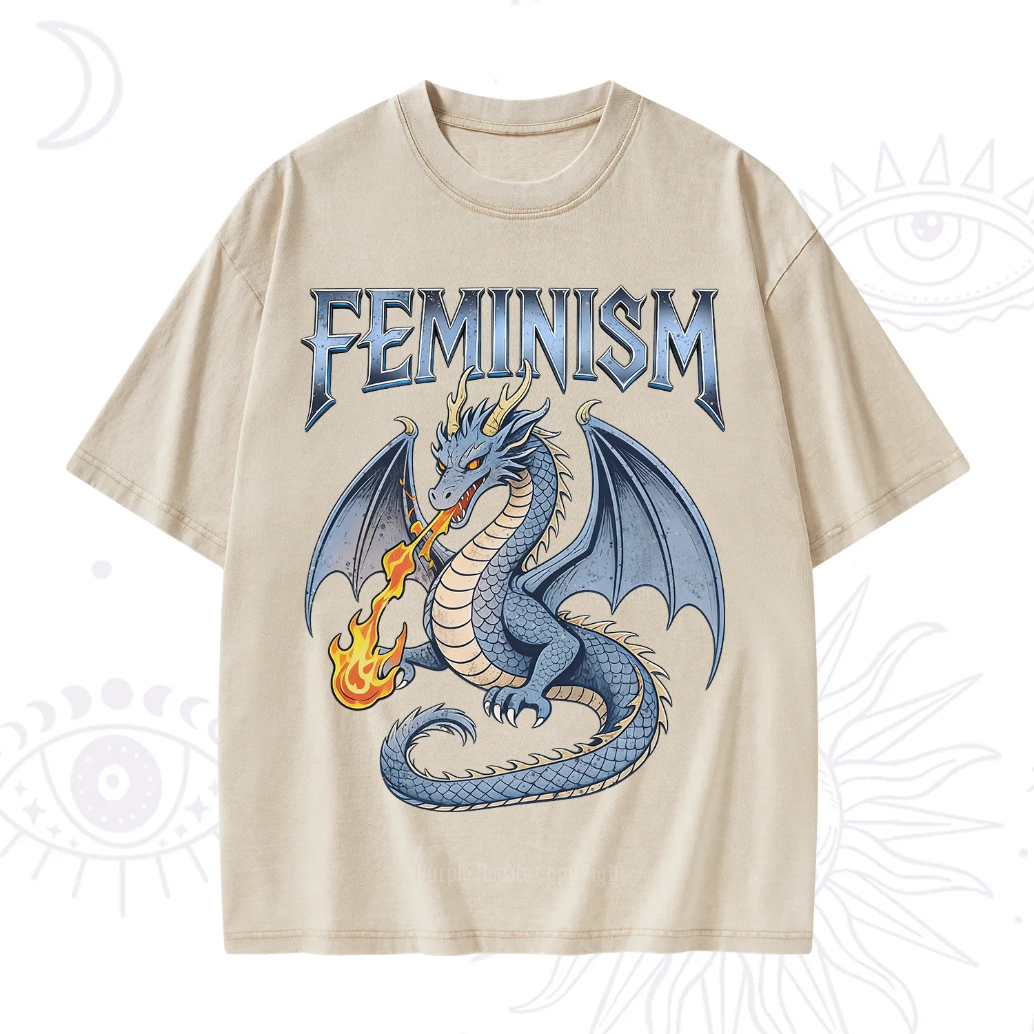 Purplehecate Feminism Dragon Fantasy Washed T-Shirt