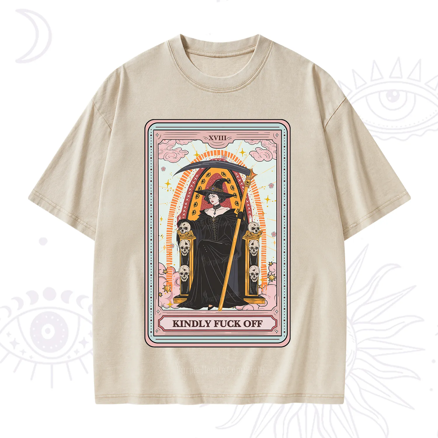 Purplehecate The Kindly Fuck Off Tarot Washed T-Shirt