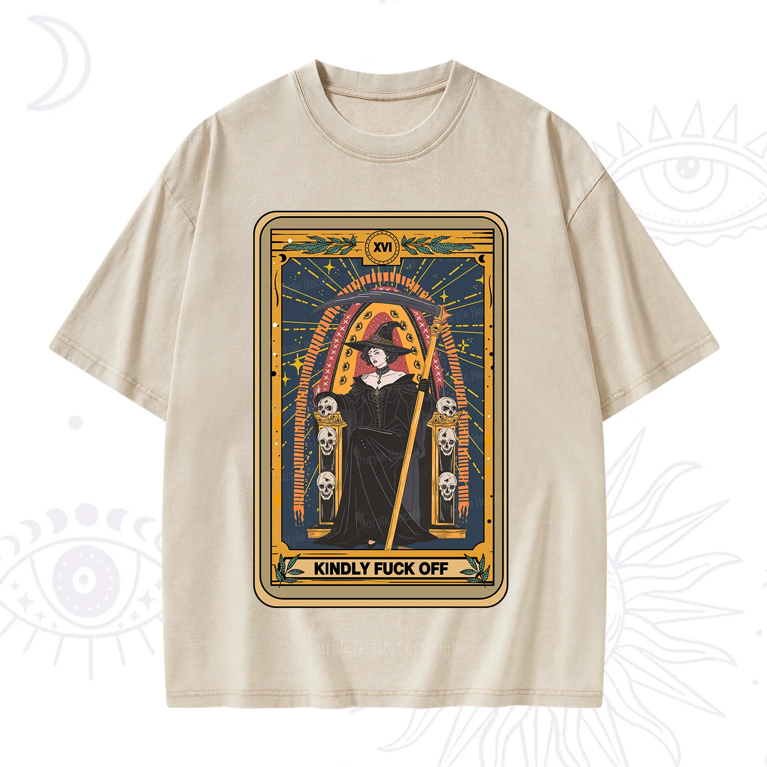 Purplehecate The Kindly Fuck Off Tarot Washed T-Shirt