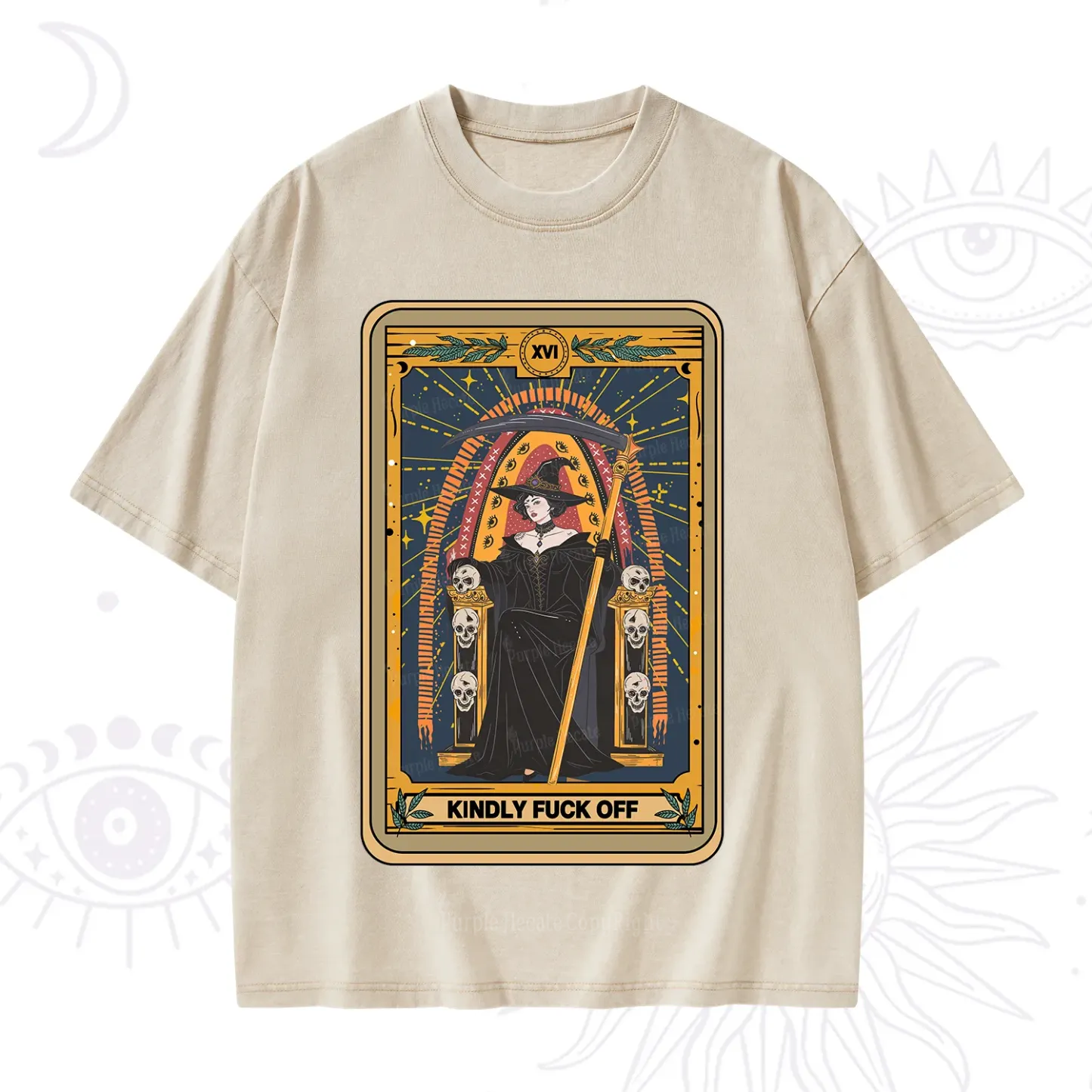Purplehecate The Kindly Fuck Off Tarot Washed T-Shirt