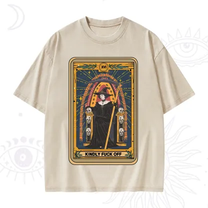 Purplehecate The Kindly Fuck Off Tarot Washed T-Shirt