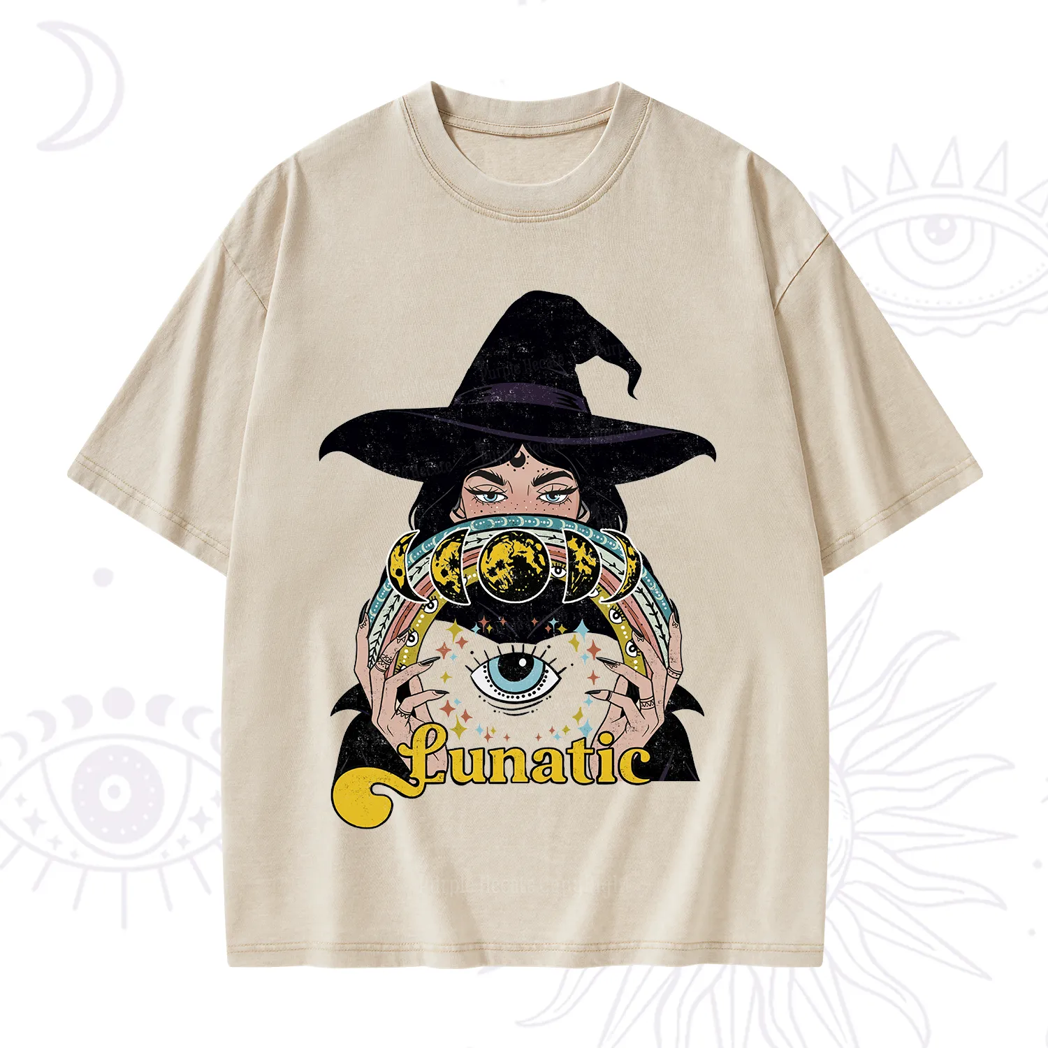 Purplehecate Witch of the Lunatic Moon Phase Washed T-Shirt