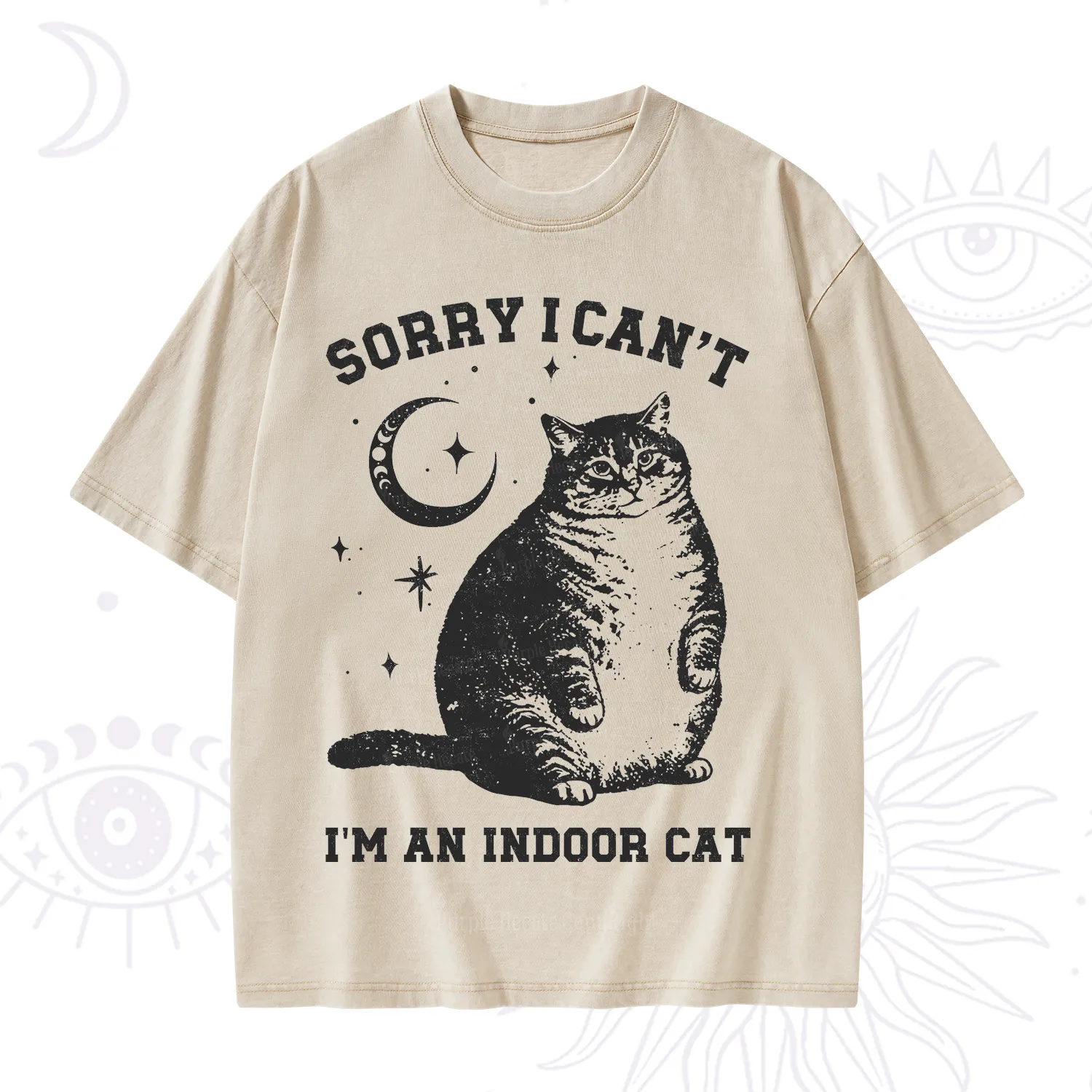 Purplehecate Sorry I Can't Go I'm an Indoor Cat Washed T-Shirt